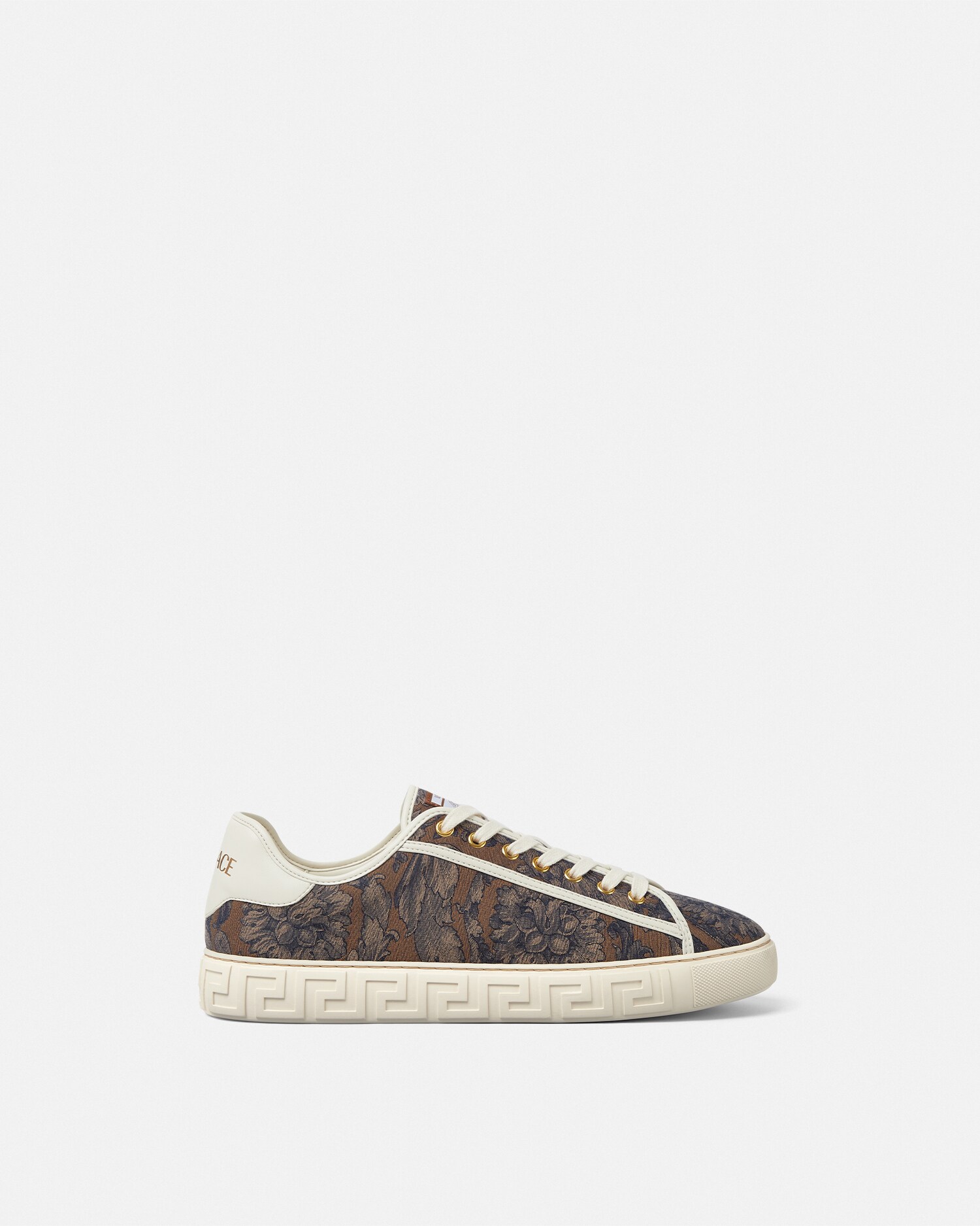 Versace Barocco Greca Sneakers In Black+brown