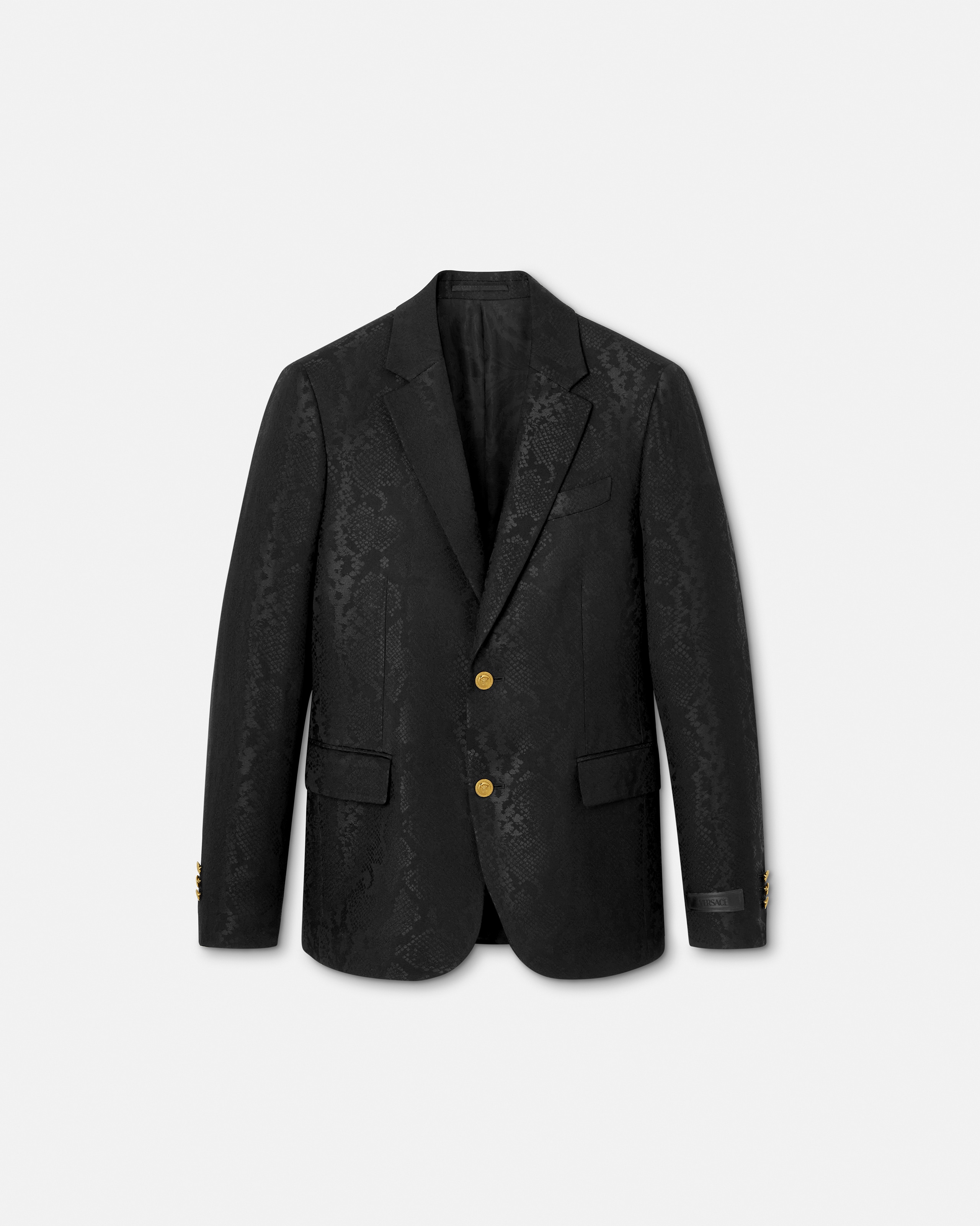 Versace Blazer En Laine Mélangée Python-jacquard In Black