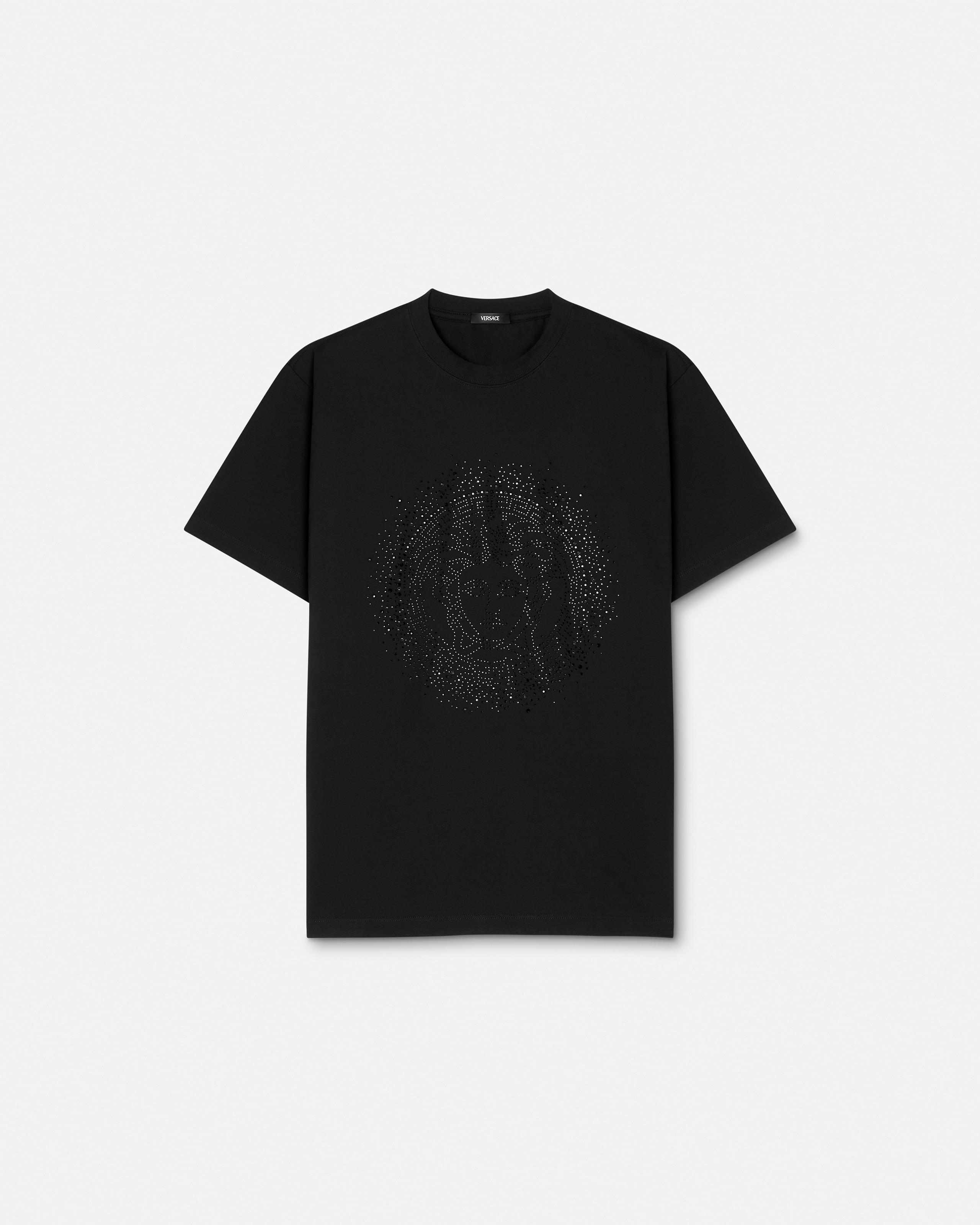 Versace Embellished Cotton-jersey T-shirt In Black