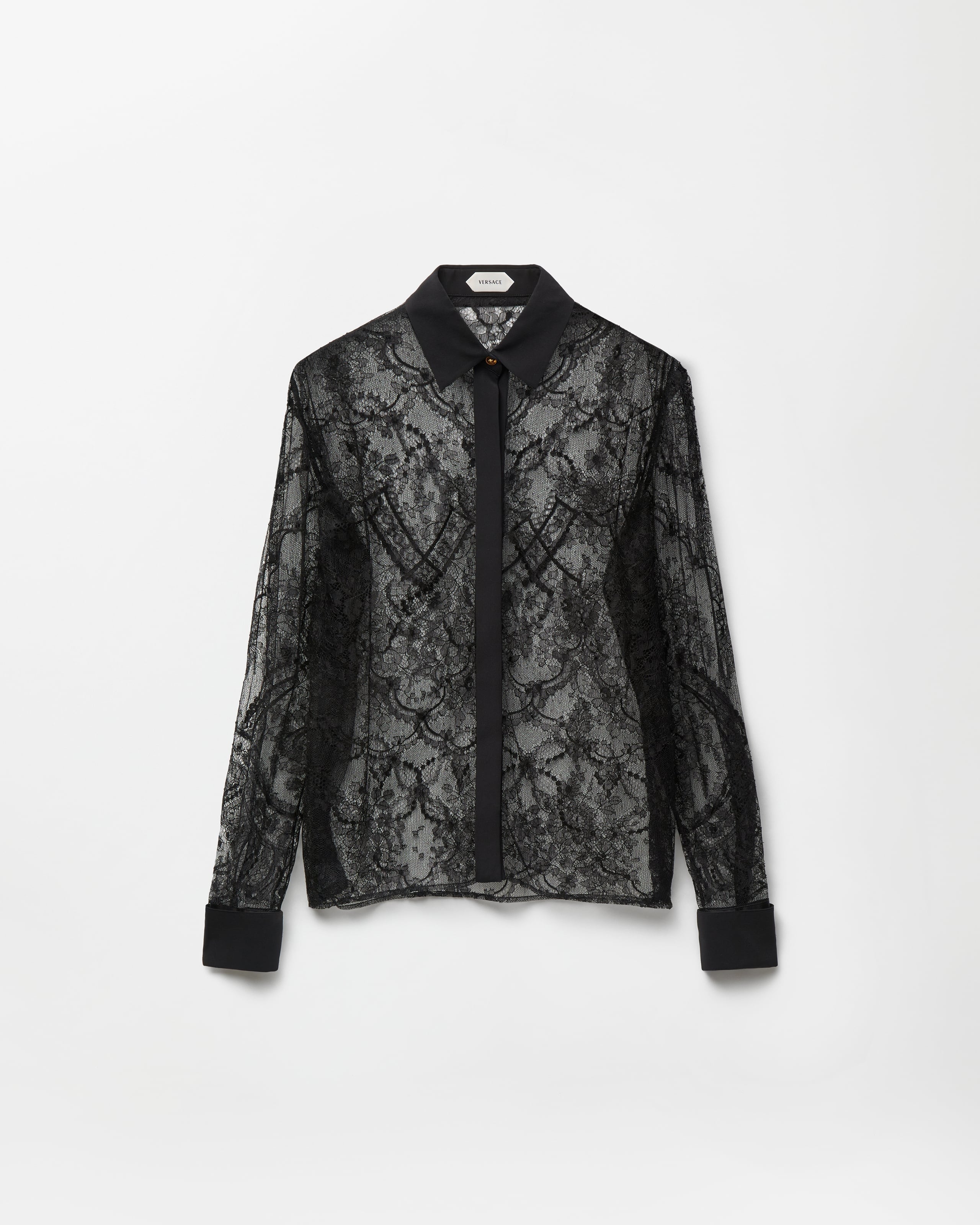 Versace Viscose Lace Shirt In Black