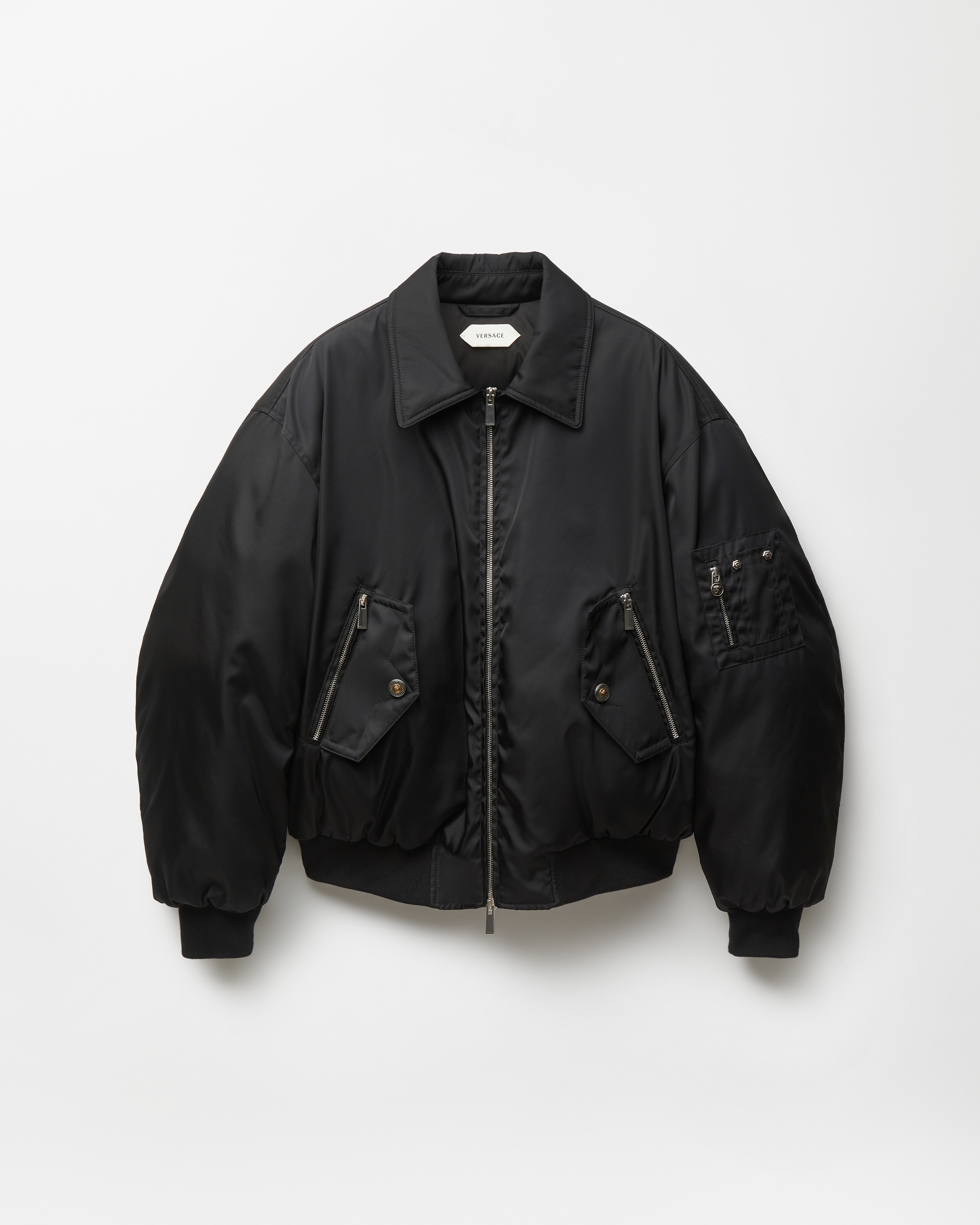 Versace Technical Nylon Padded Blouson In Black
