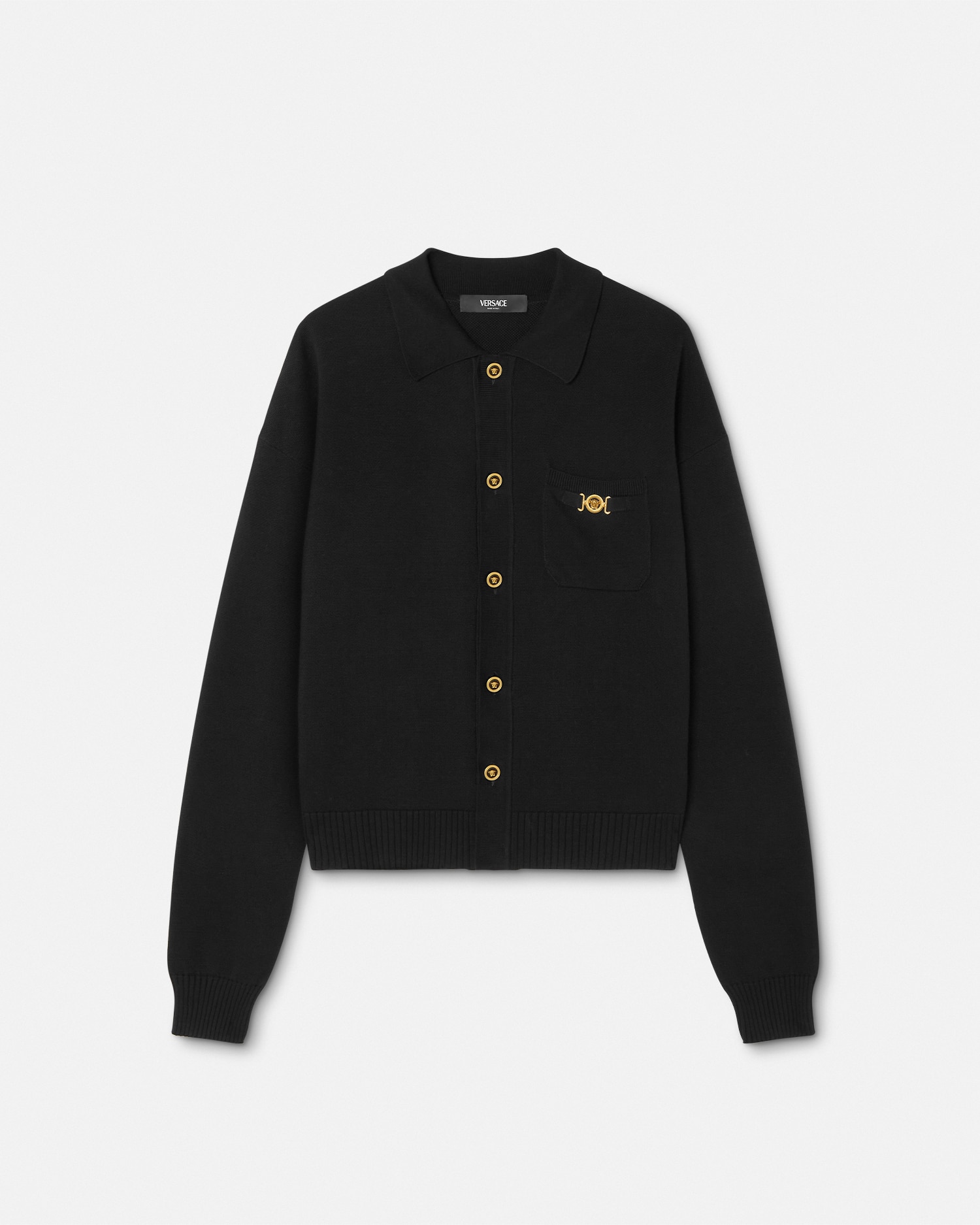 Versace Cashmere-blend Knit Polo Cardigan