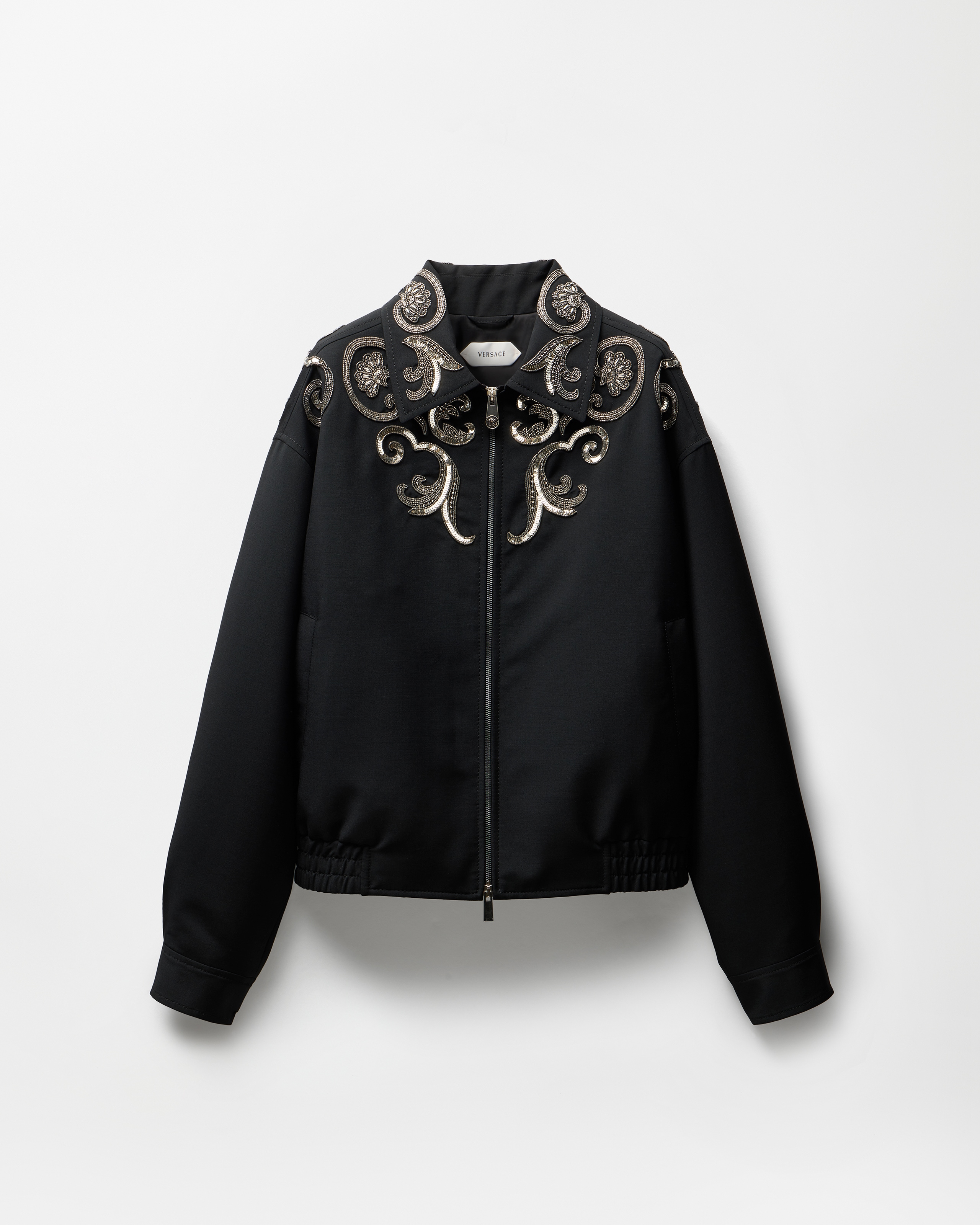 Versace Embroidered Wool-mohair Blouson In Black