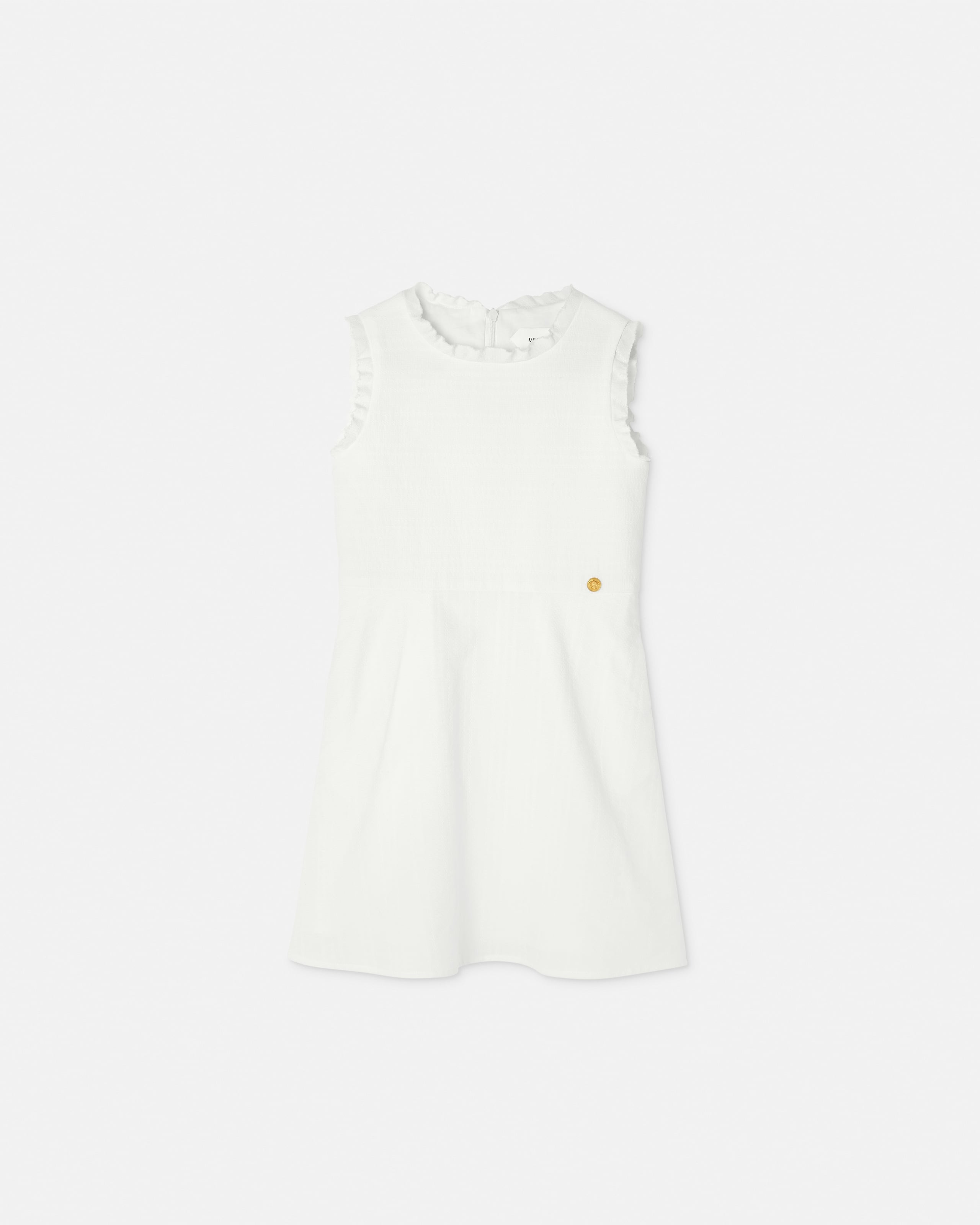 Versace Kids Jacquard Cotton-poplin Dress In White