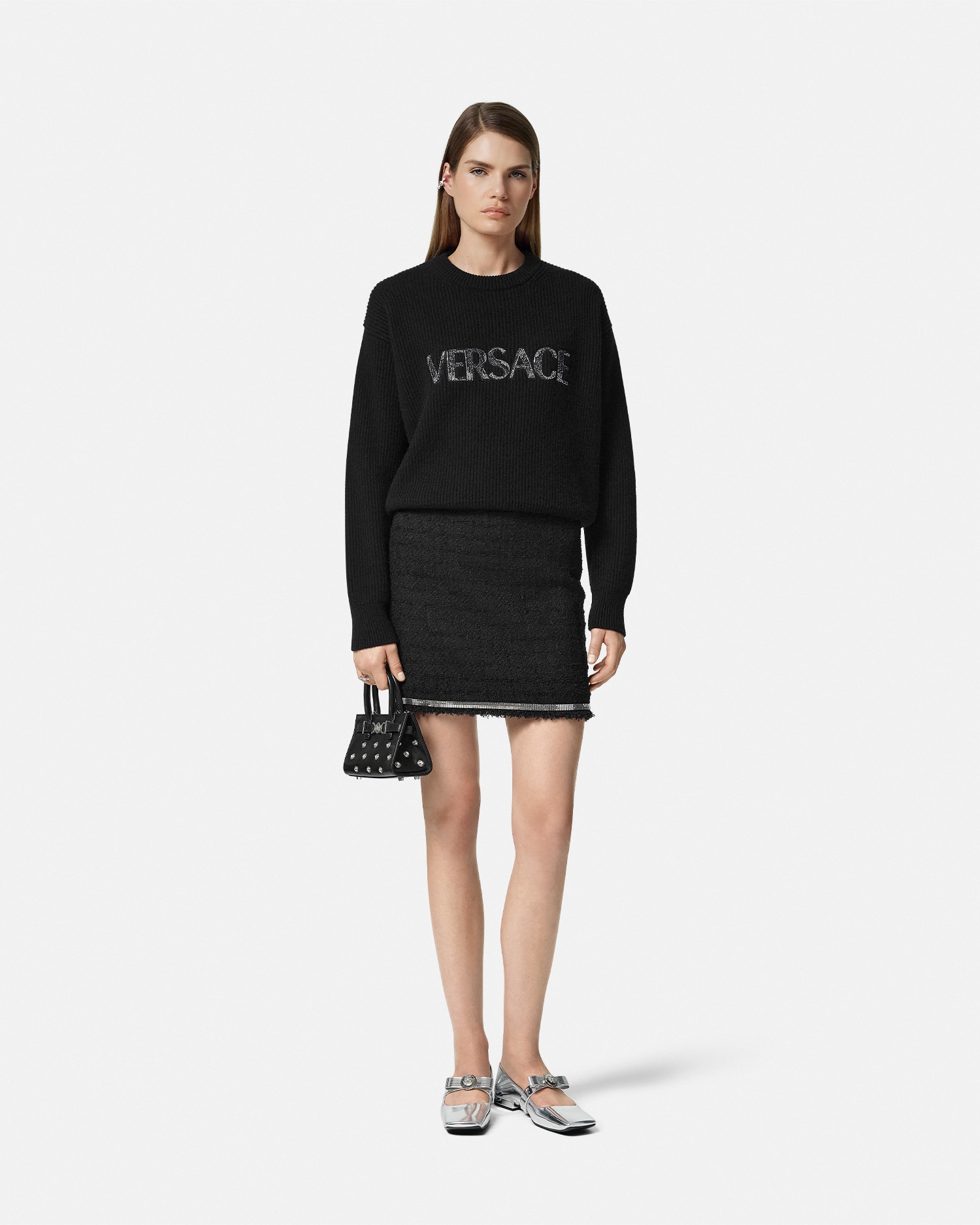 Shop Versace Pull En Cachemire À Logo Cielo Stellato In Noir