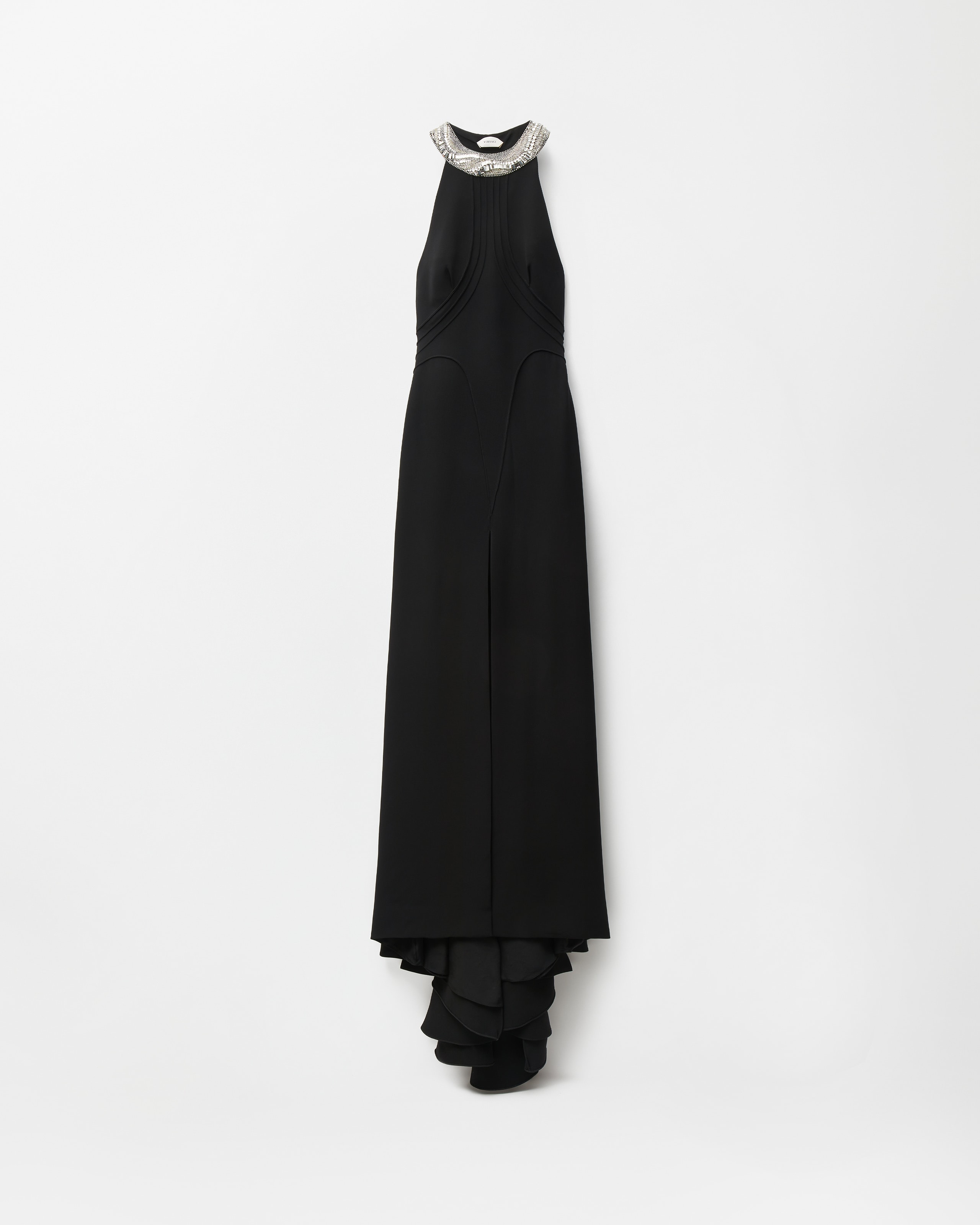 Versace Embroidered Silk Cady Gown In Black