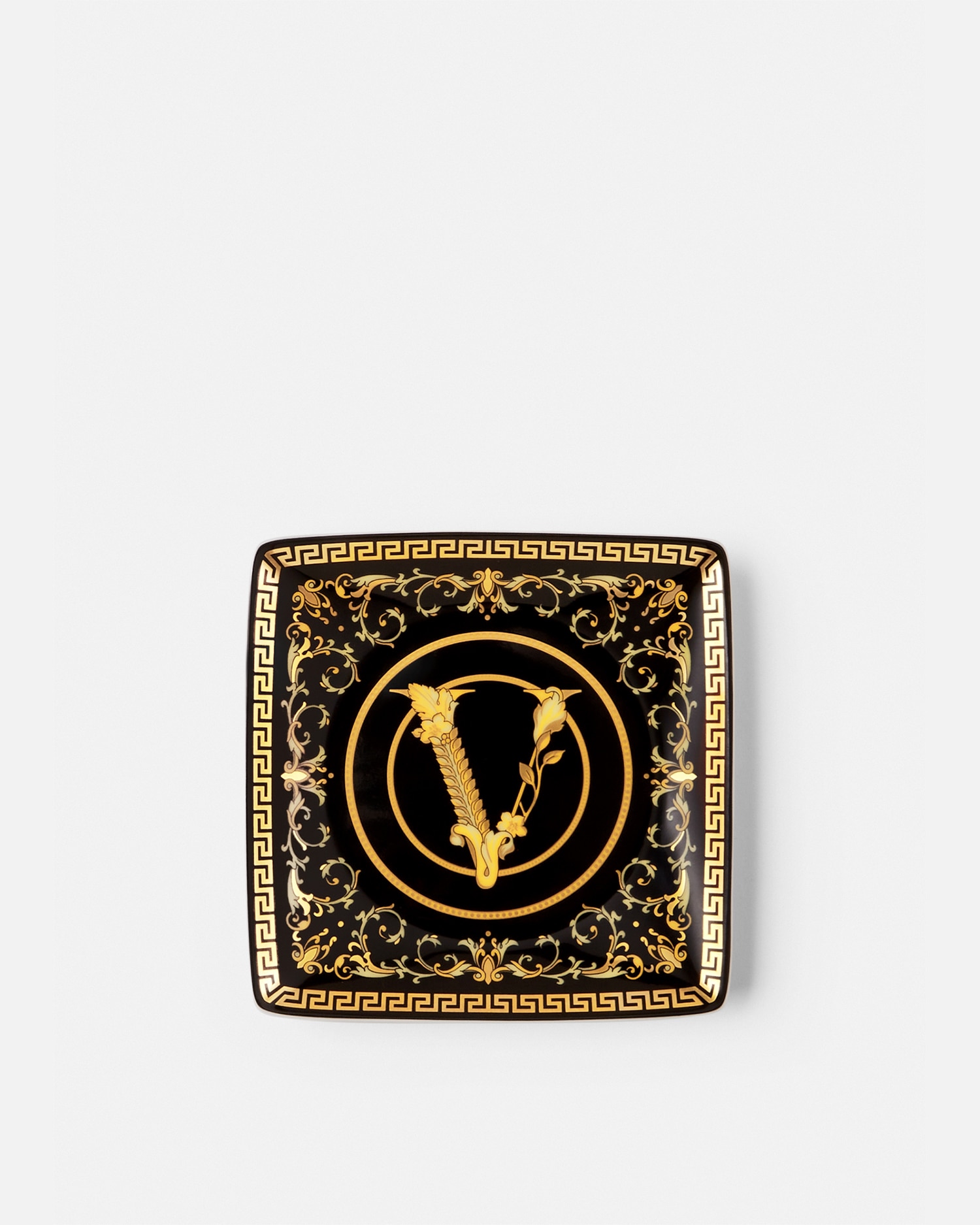 Versace Porcellane E Cristalli Virtus Gala Dish 12 Cm In Black