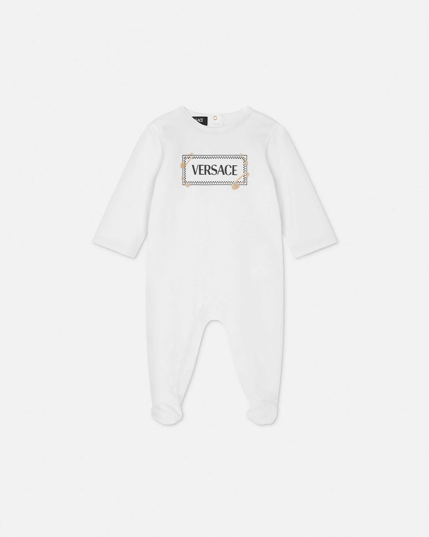 Versace Grenouillère Safety Pin Logo Baby In Multi