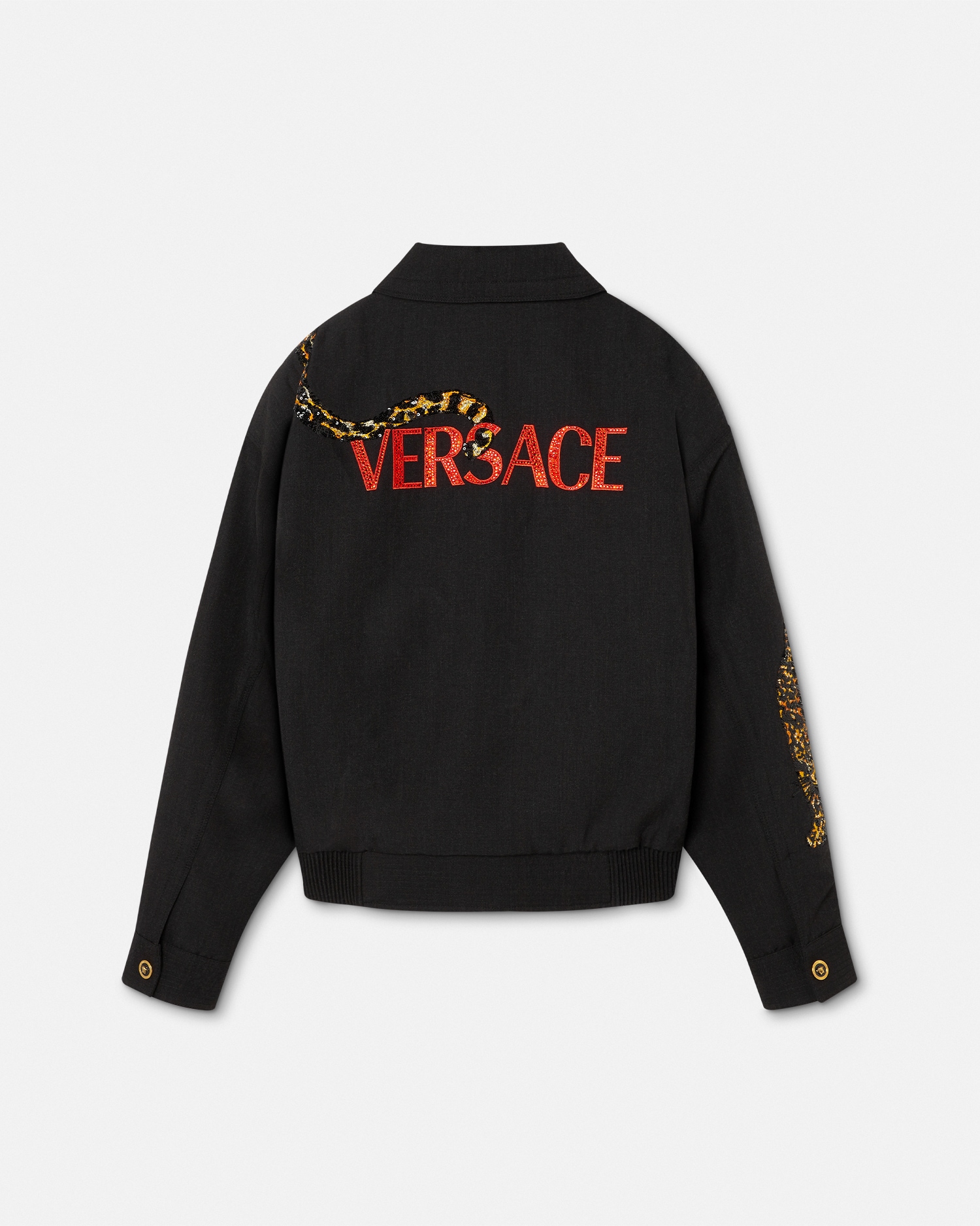 Versace Leopard Mélange Wool Blouson Jacket