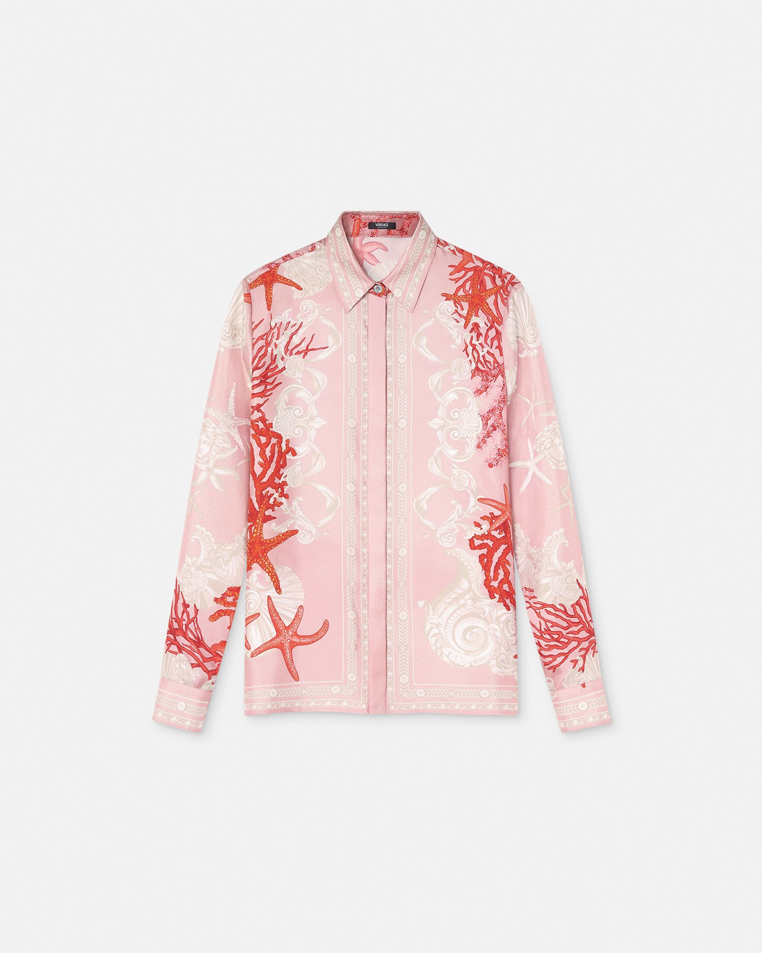 Shop Versace Barocco Sea Silk Shirt In Pink+print