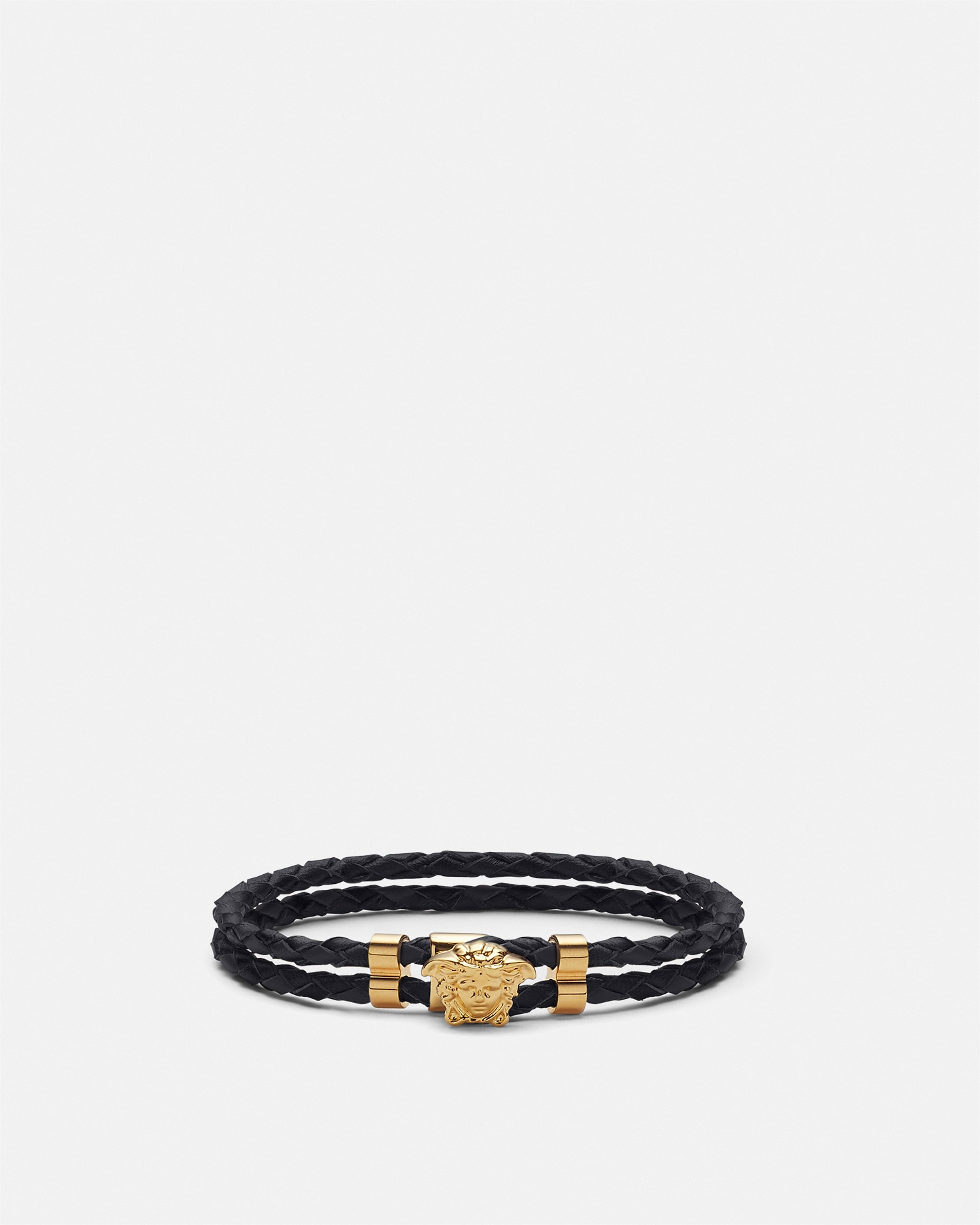一番の Leather Braided Medusa Bracelet US VERSACE | Black アクセサリー
