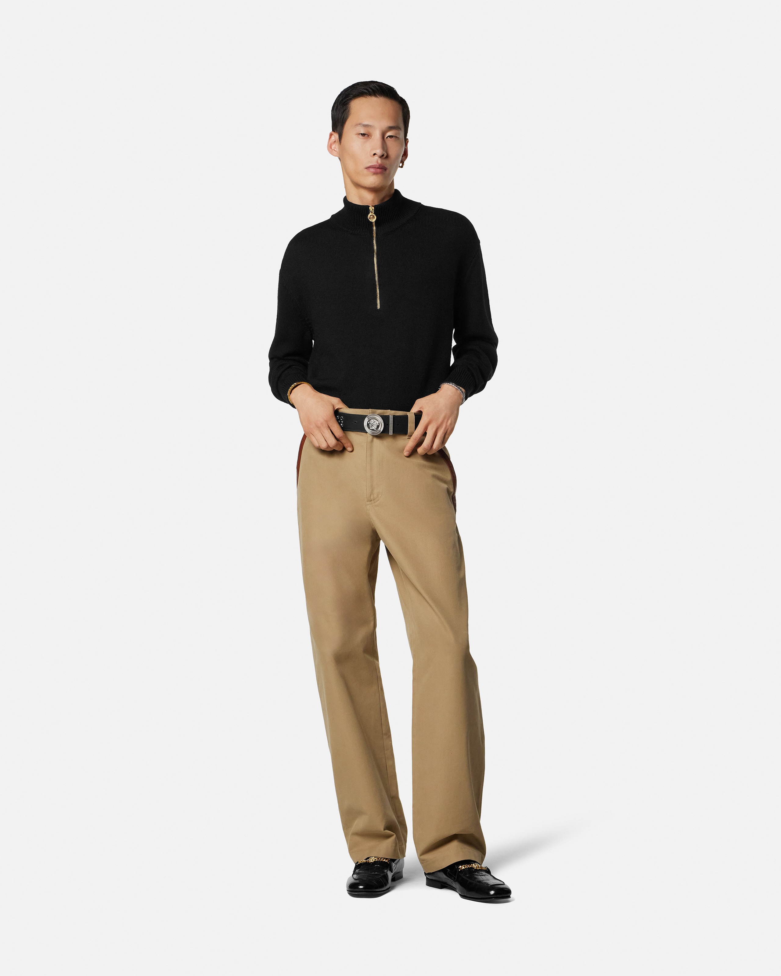 Wool-Blend Half-Zip Knit Sweater