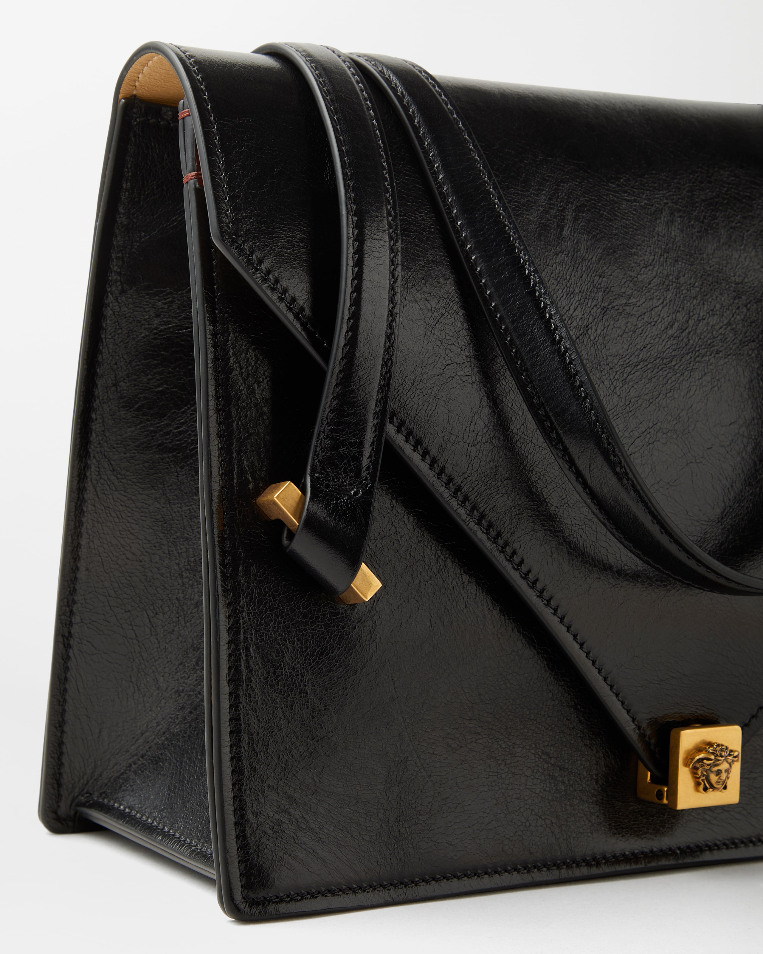 Versace Severine Leather Shoulder Bag In Black