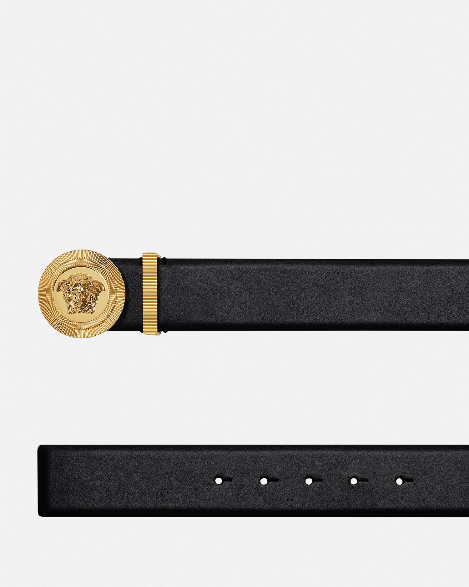 Shop Versace Medusa Biggie Leather Belt 4 Cm In Black