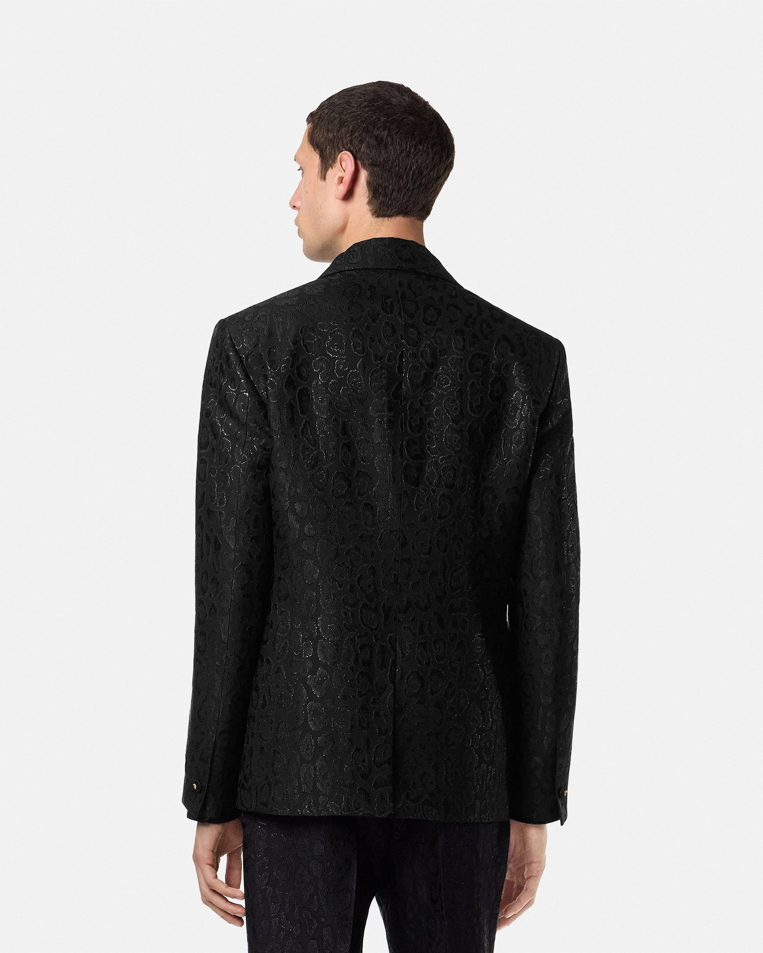 Leopard Jacquard Single-Breasted Blazer
