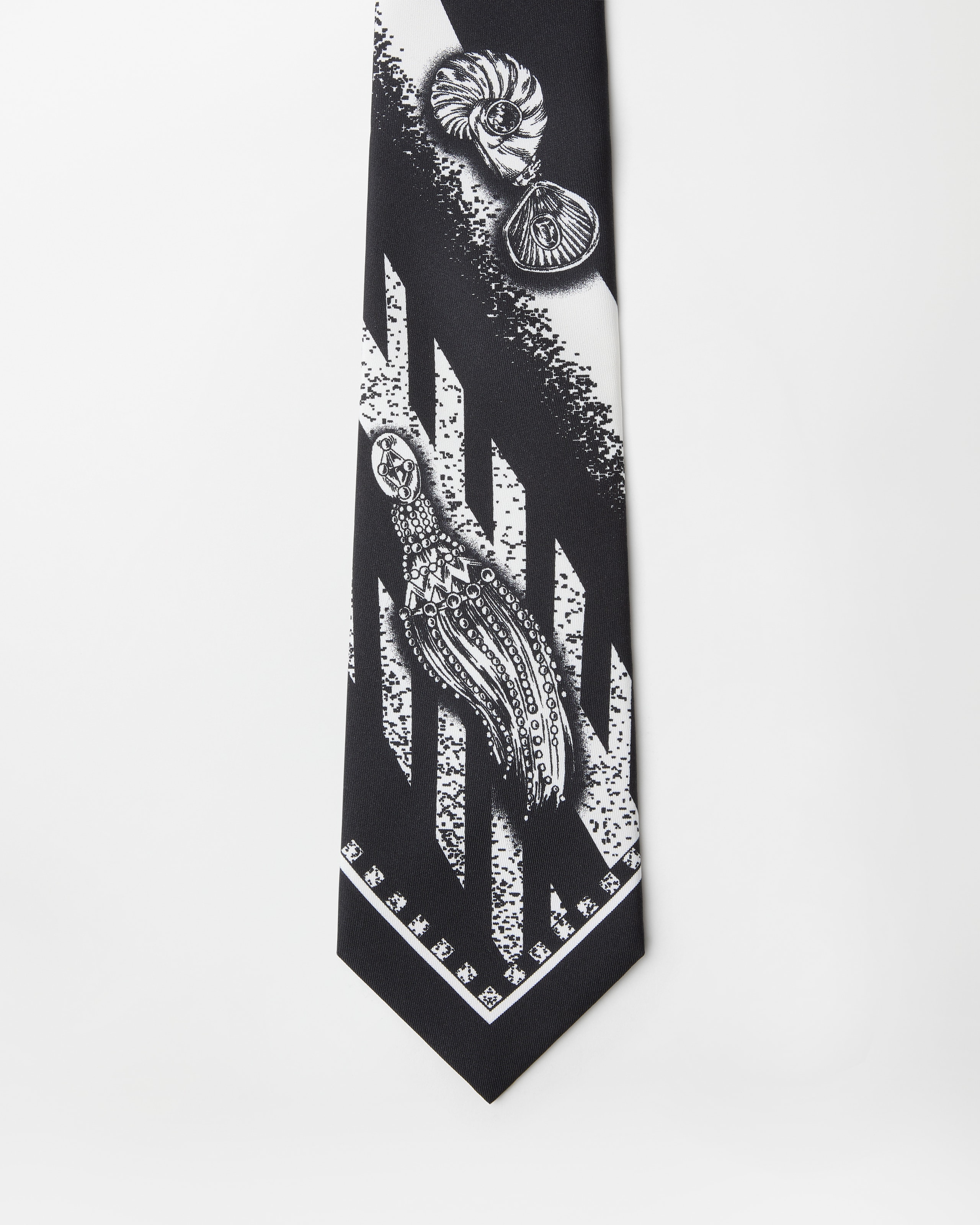 Versace Printed Silk Twill Tie In Black