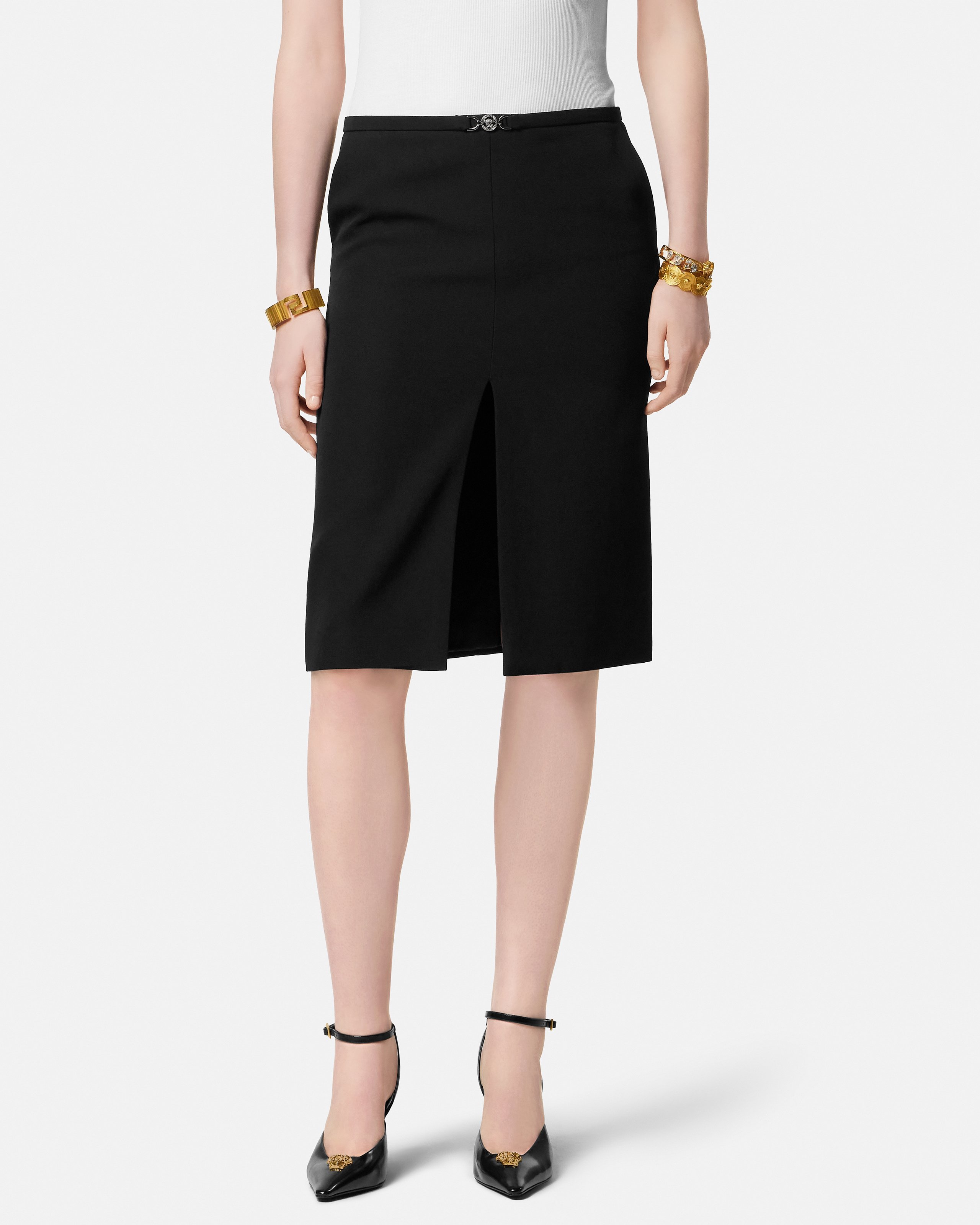 Wool Pencil Midi Skirt