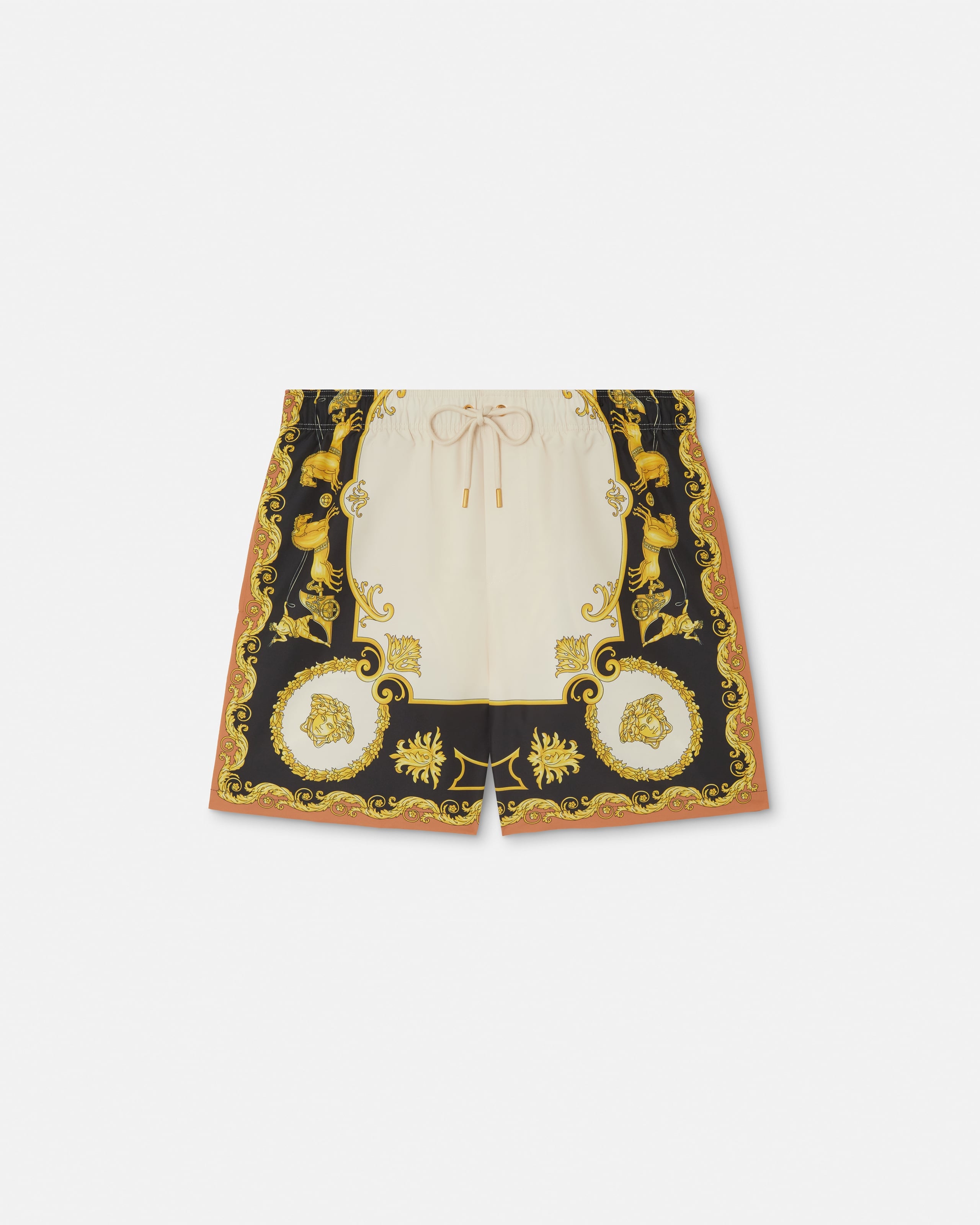 Printed Swim Boardshorts Black,Gold | VERSACE US