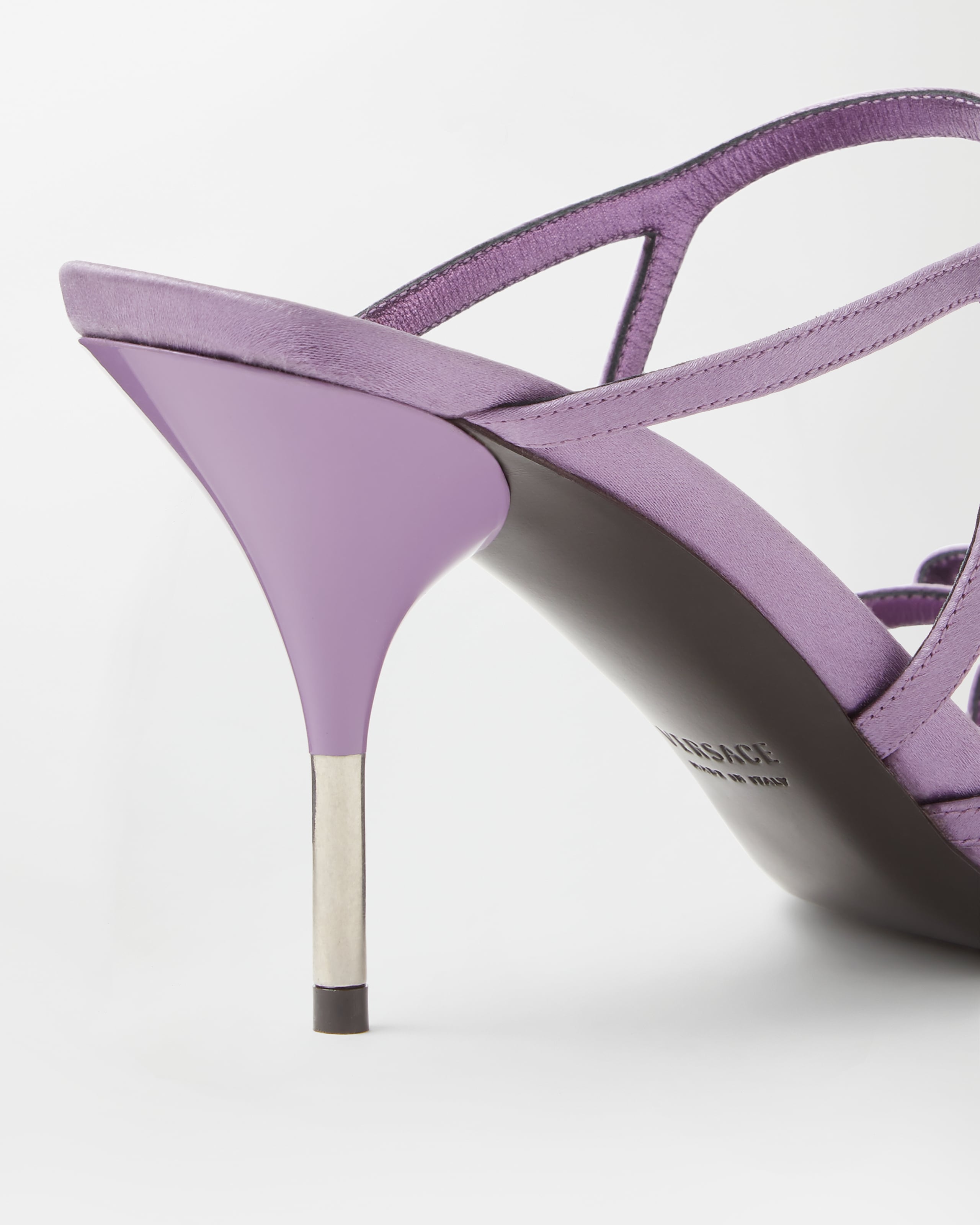Nyx Satin Mules 80 mm Purple | VERSACE US
