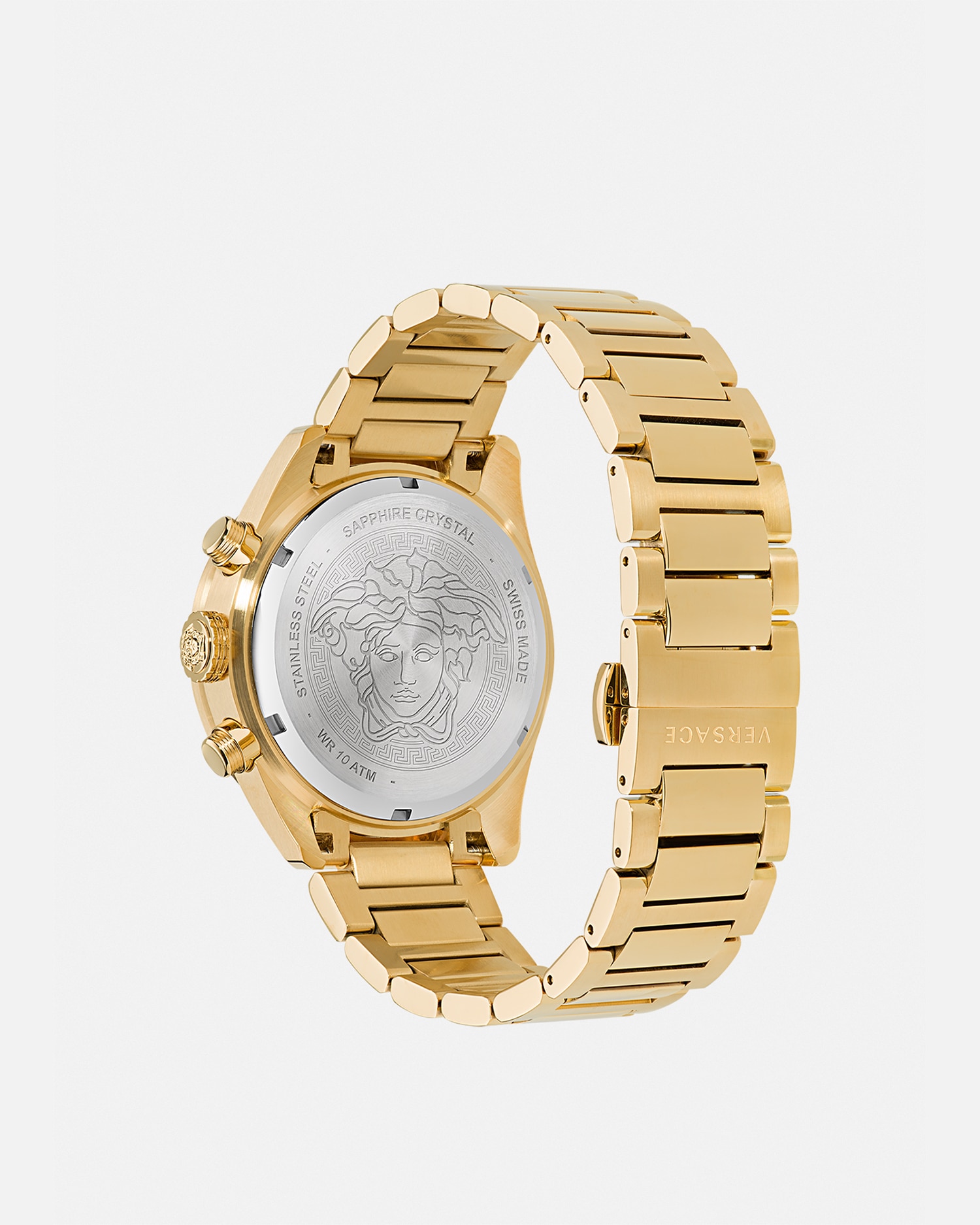 Shop Versace Greca Dome Chrono Watch In Pnul