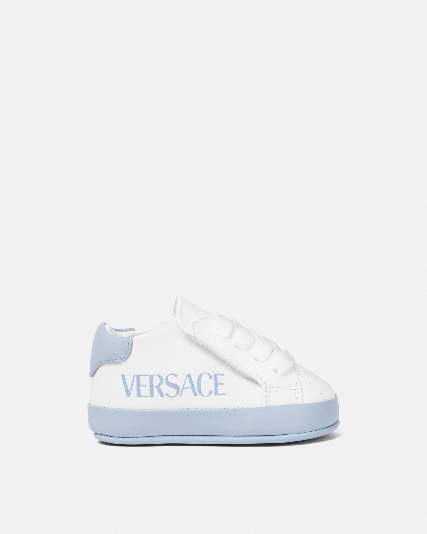 Versace Logo Baby Trainers In Blue+white