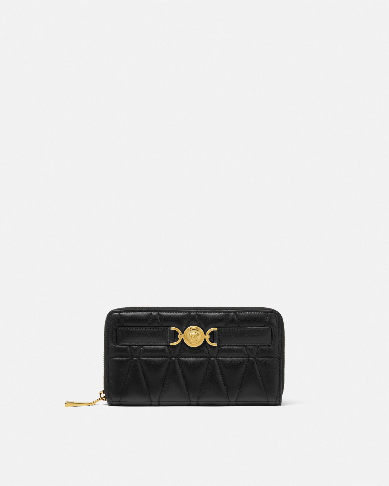 Versace Portefeuille Long Matelassé Medusa '95 In Black+gold