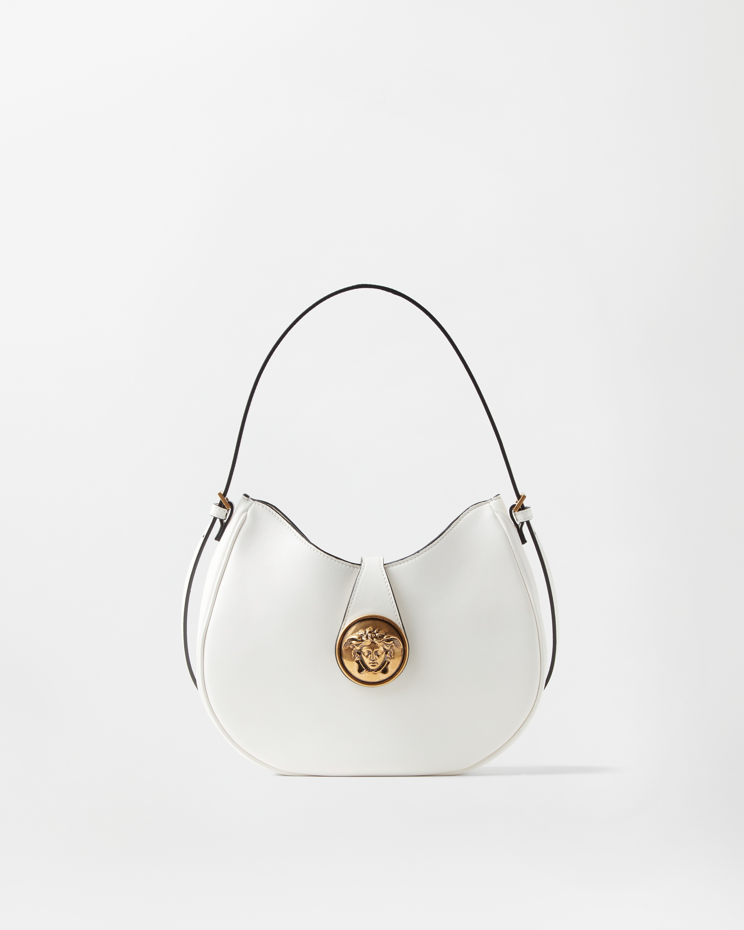 Versace Emblème Nappa Hobo Bag In White