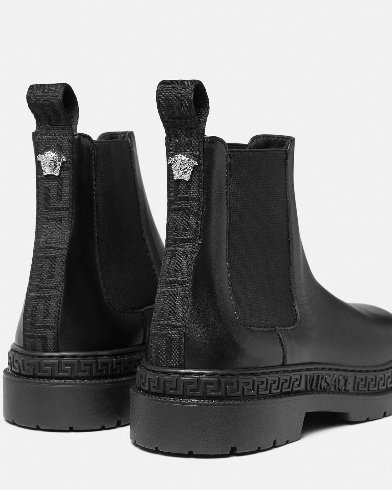 Kids Leather Chelsea Boots Black | VERSACE US