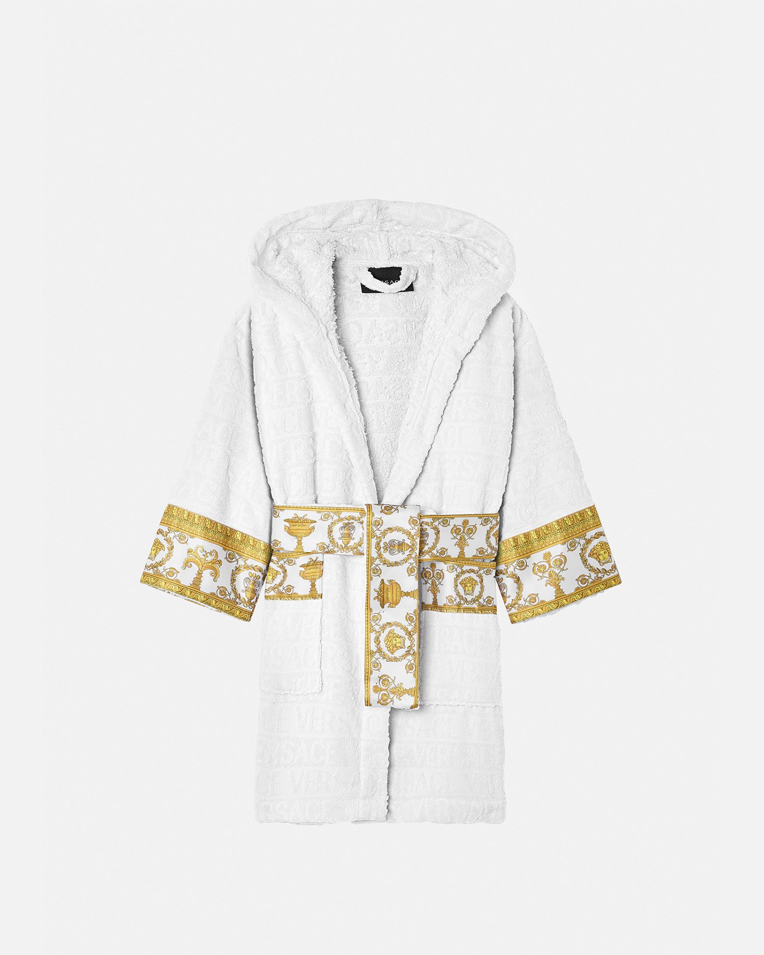 Versace I ♡ Baroque Kids Bathrobe In White