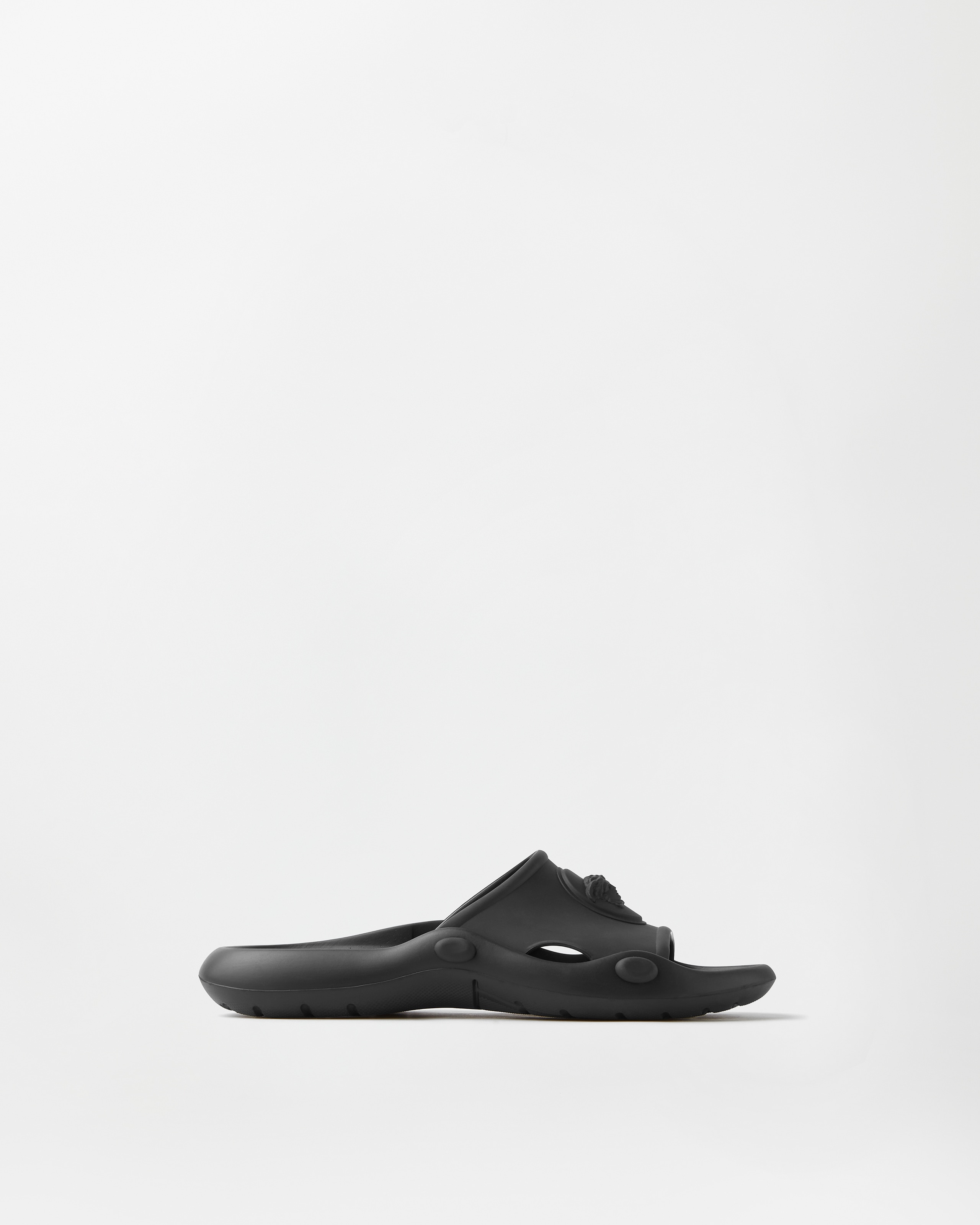 Versace Nettuno Medusa Head Open-toe Sliders In Black