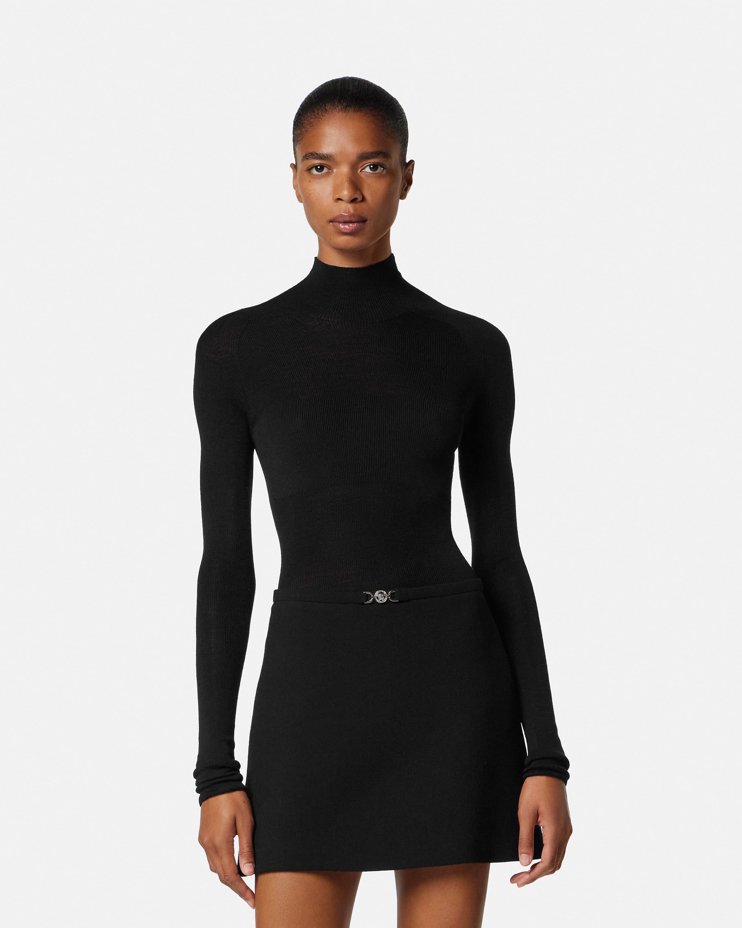 Double-Wool Crêpe A-Line Mini Skirt