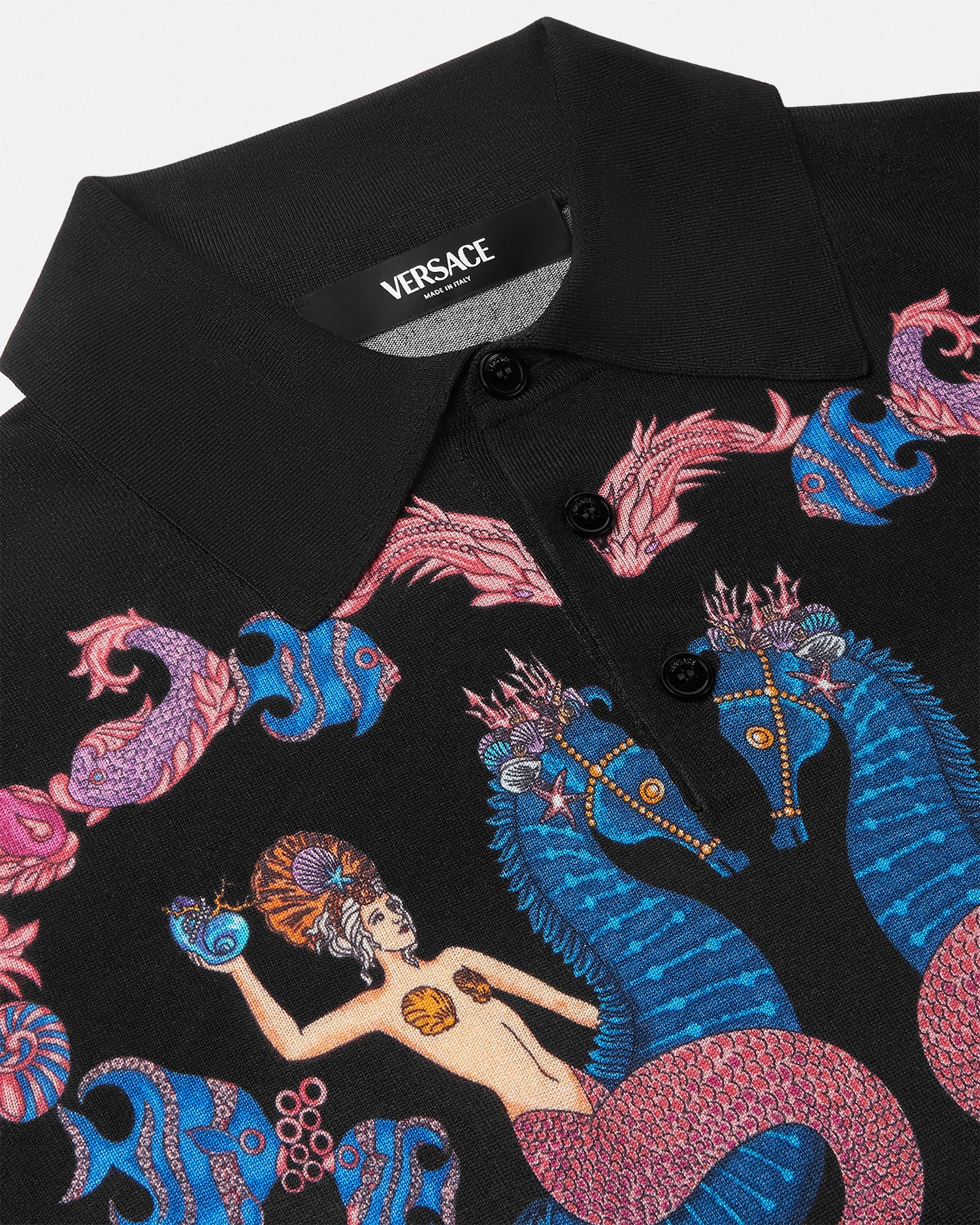Coral Theatre Knit Silk Polo Shirt