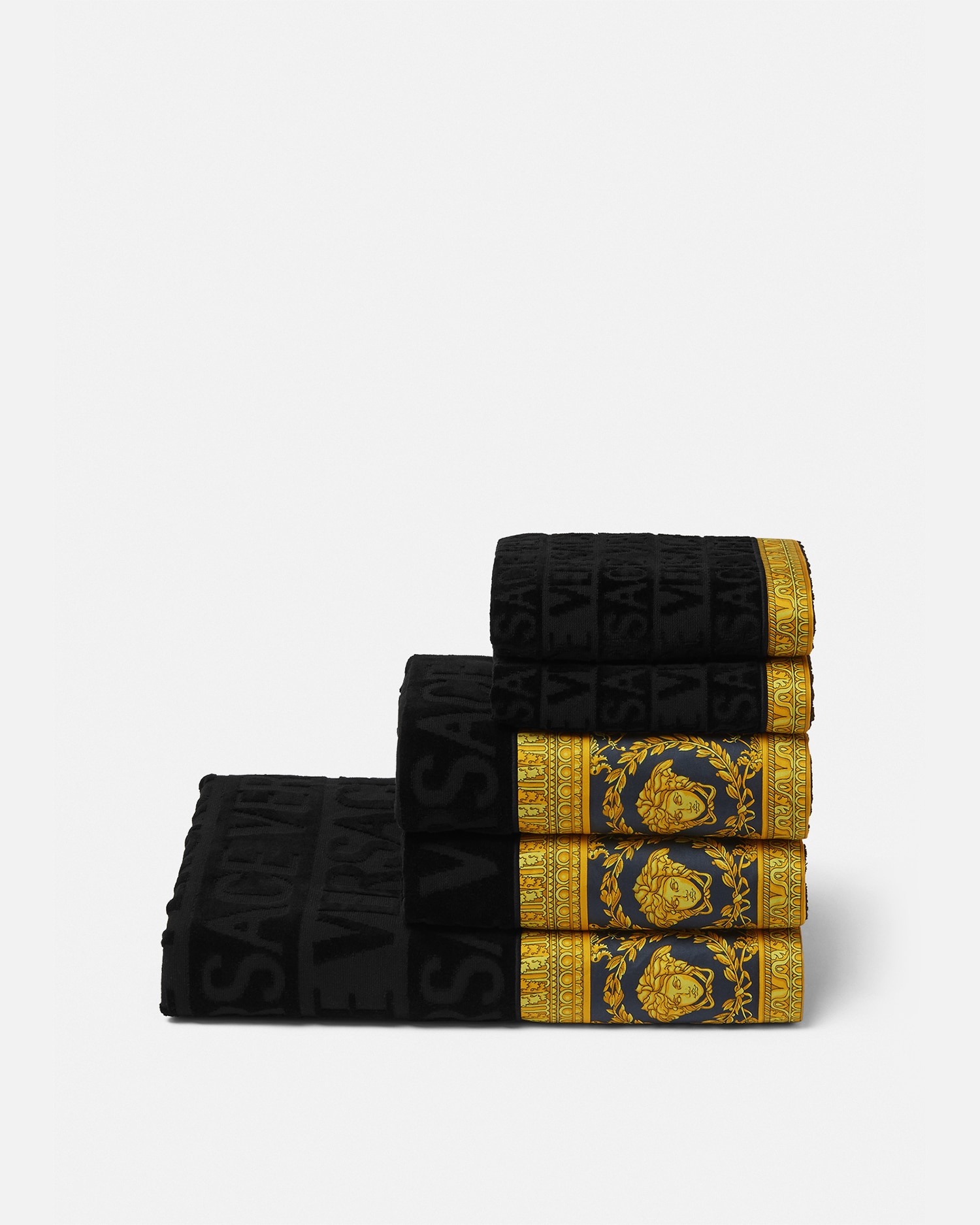 Versace Home I ♡ Baroque Towel 5-set In Black