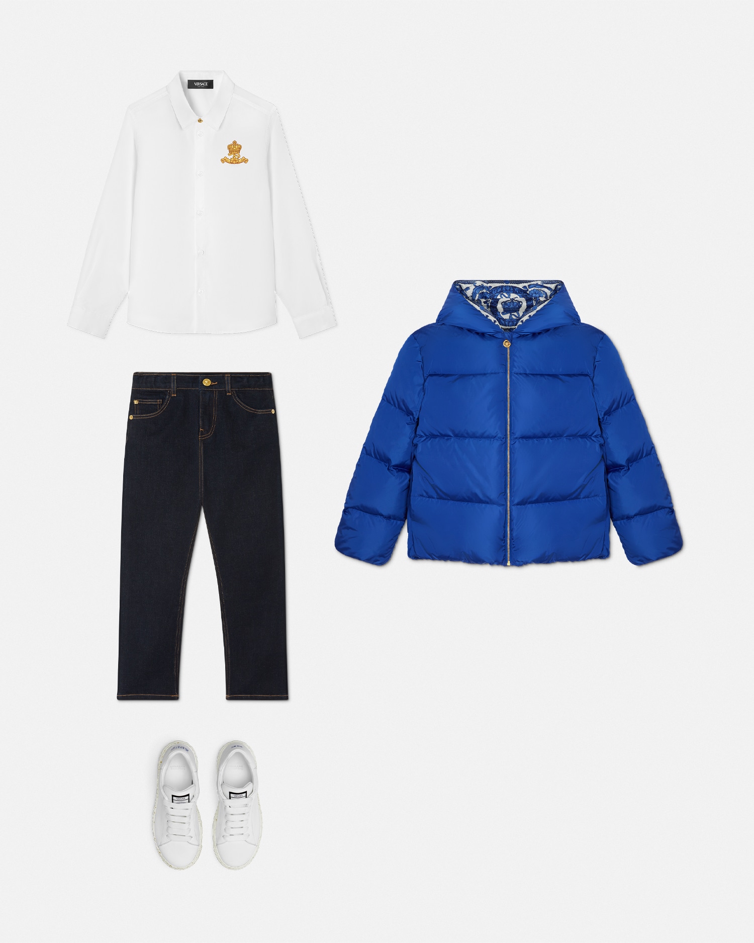 Versace Logo Crest Oxford Kids Shirt