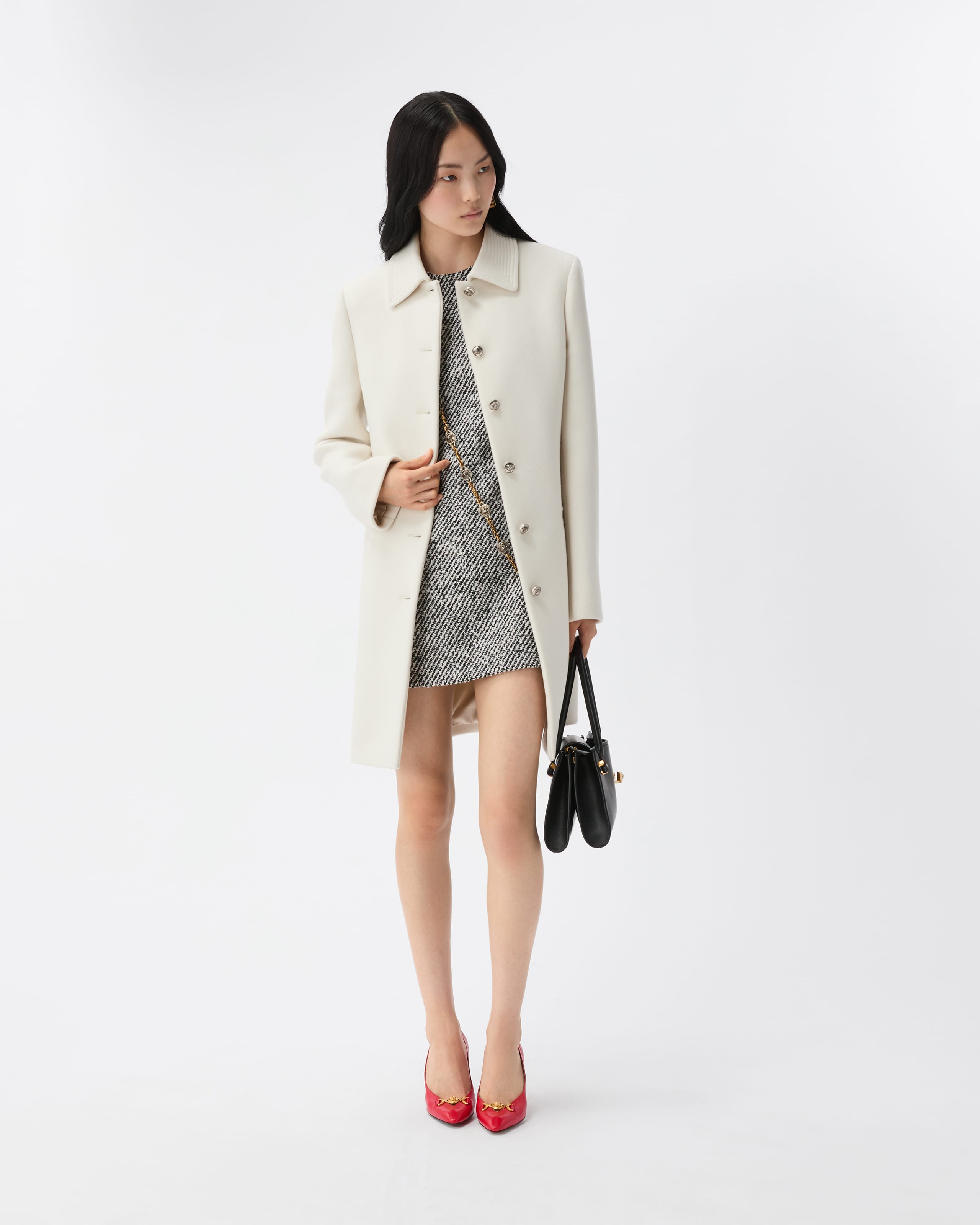 Versace Double-wool Coat In White