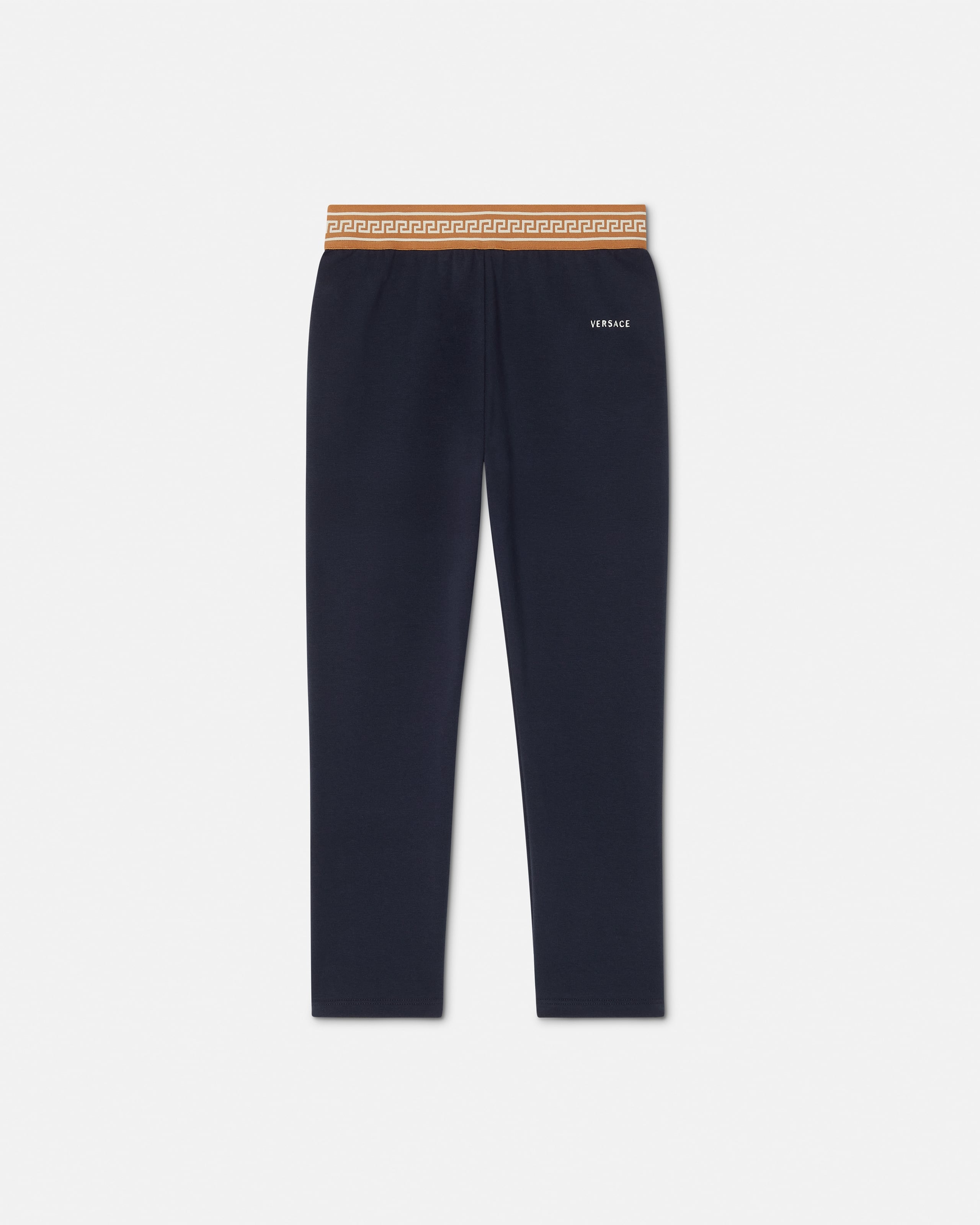 Versace Leggings En Jersey De Coton Stretch Jacquard Kids In Blue