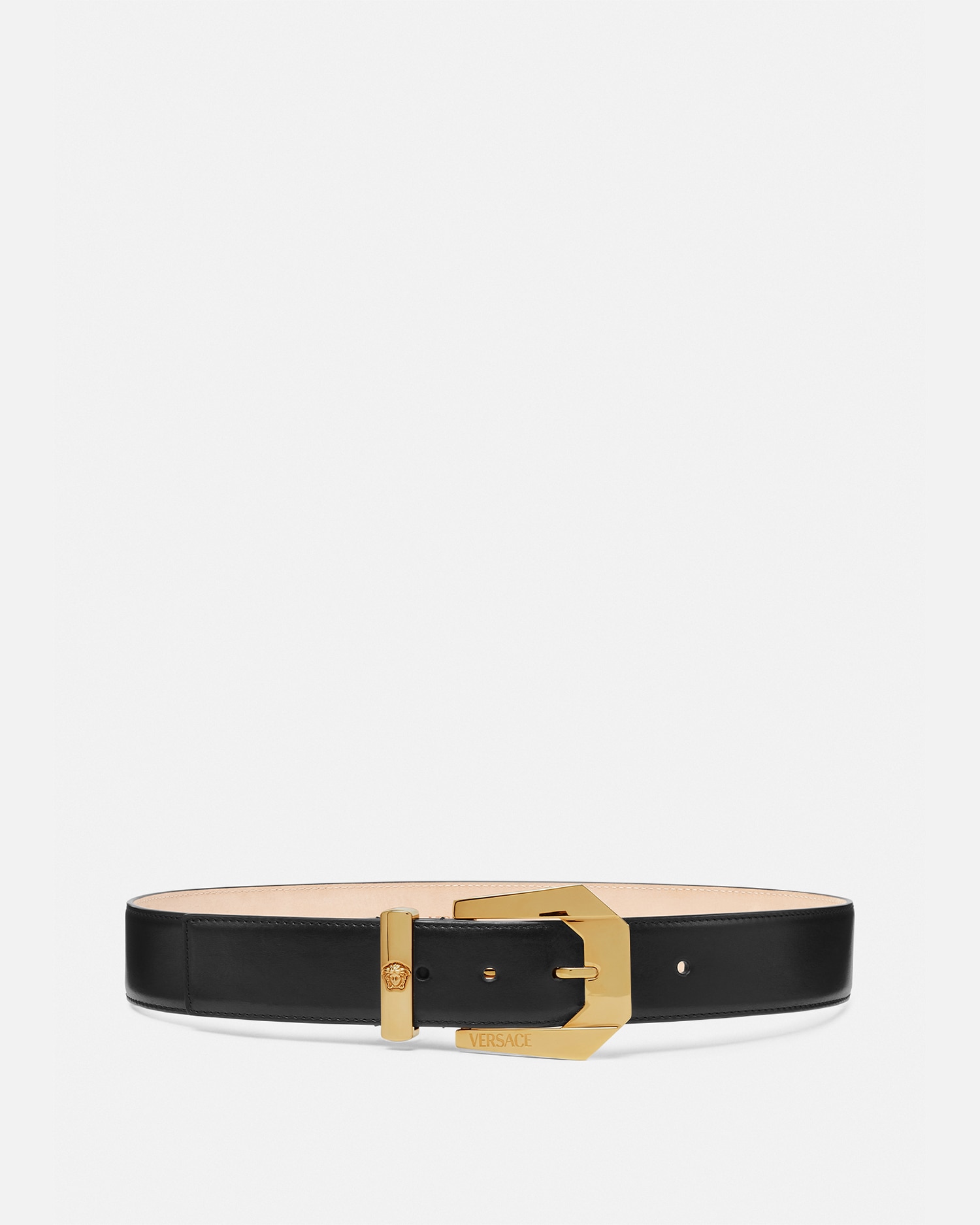 Versace Accessori Medusa Heritage Leather Belt In Black