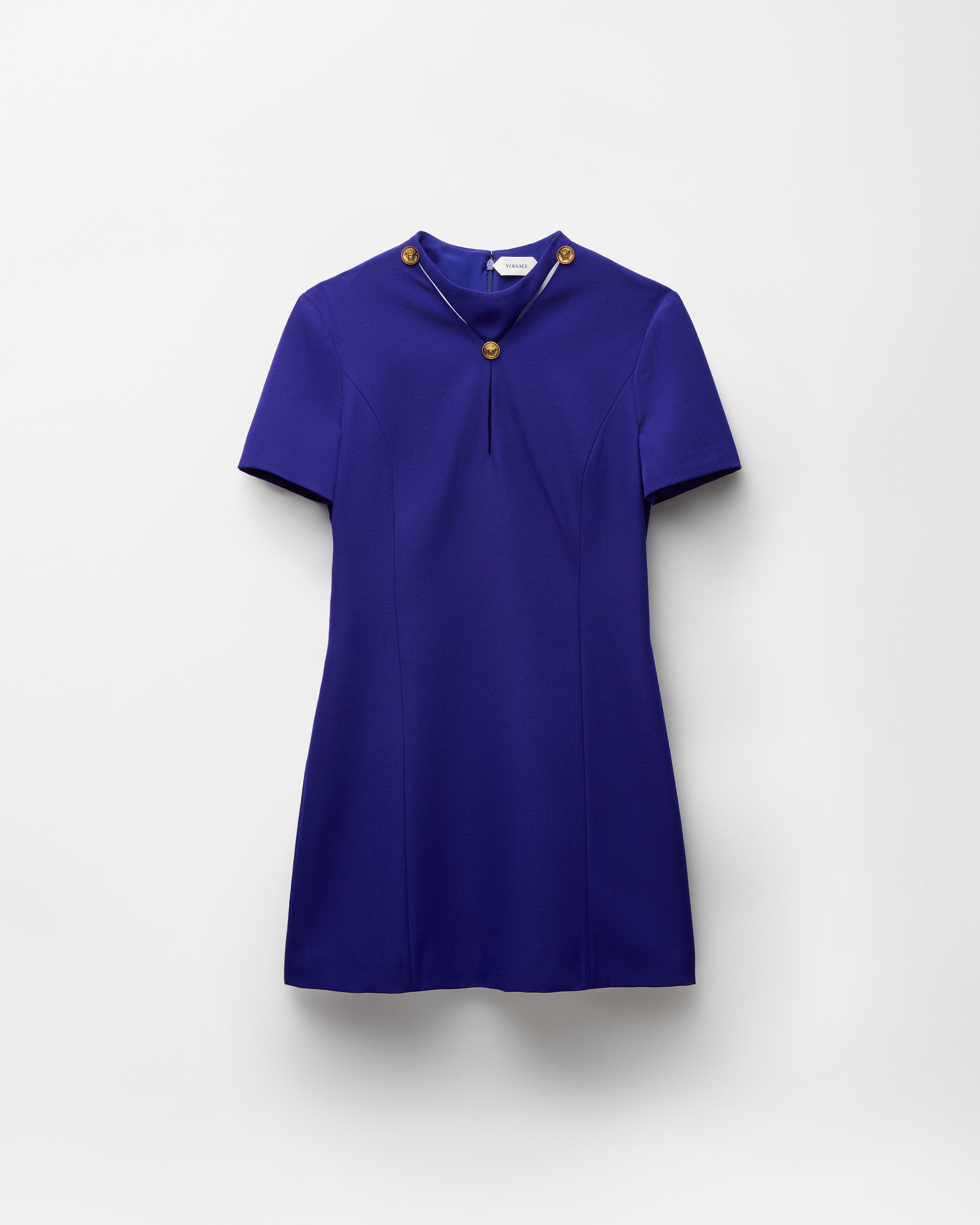 Versace Mini Robe En Laine Grain De Poudre In Blue