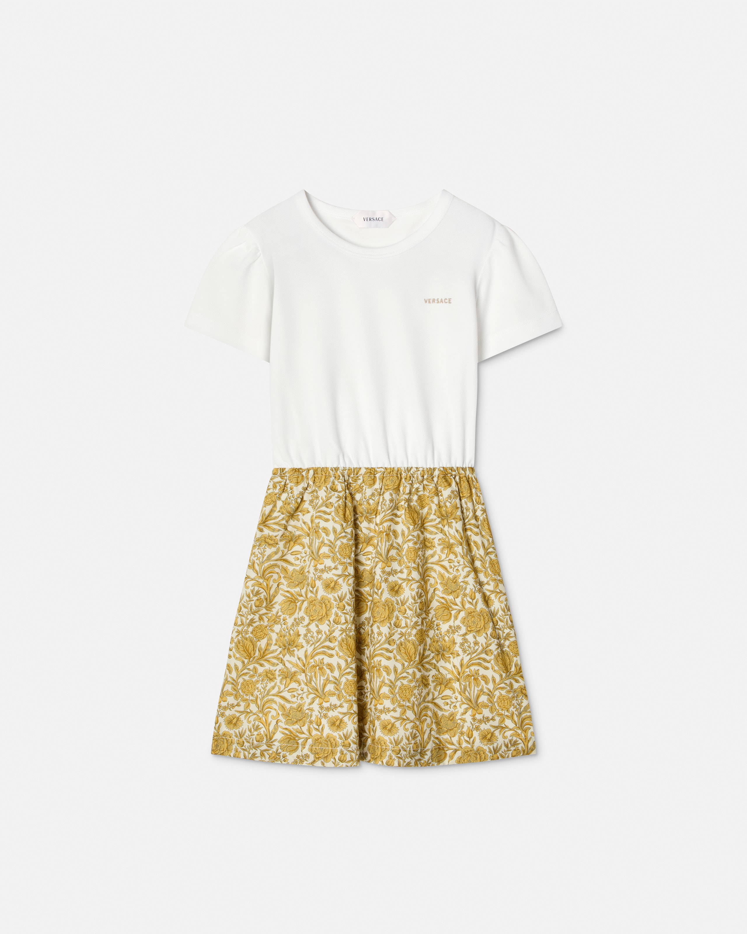 Versace Kids Cotton-piqué Poplin Dress In Multi