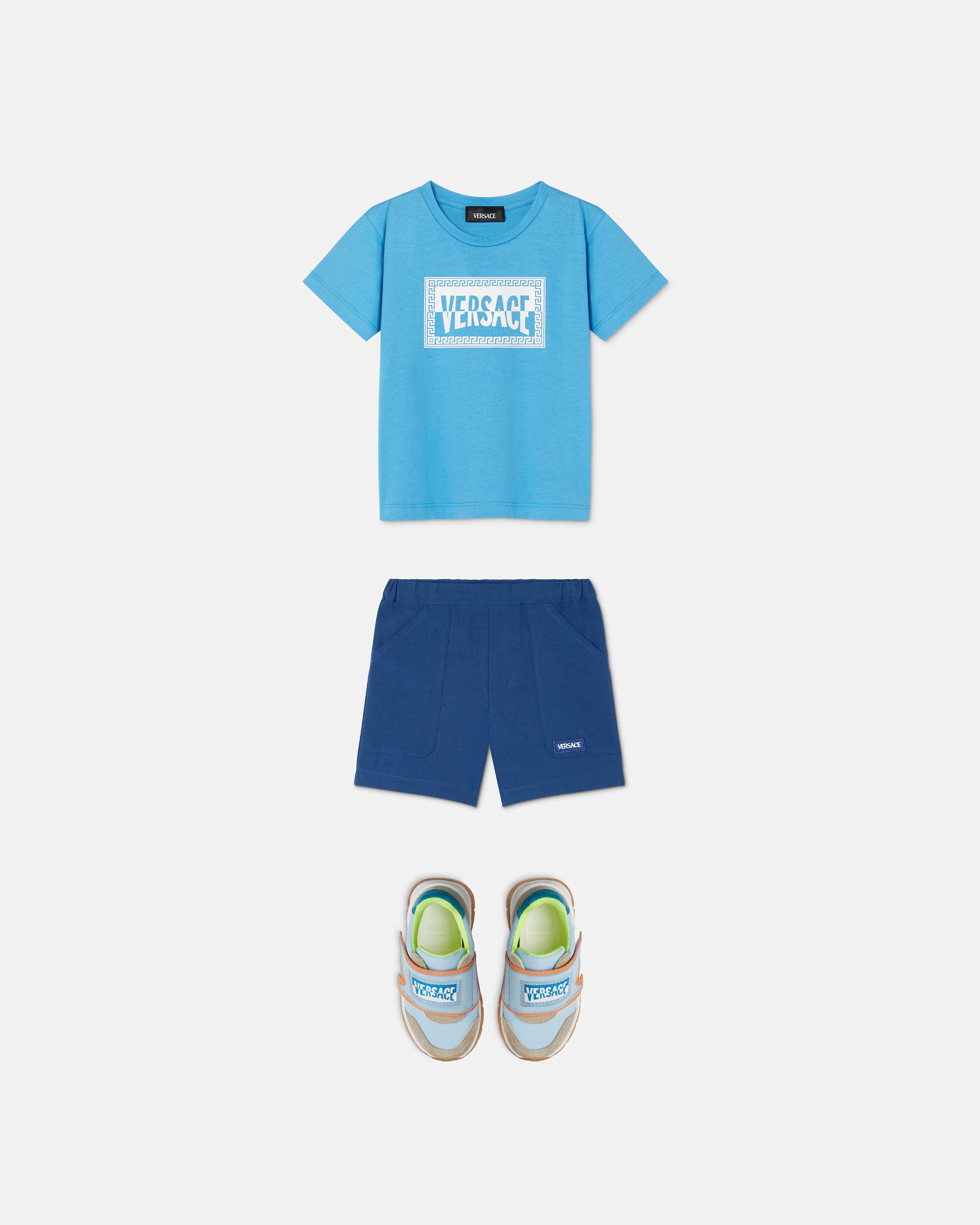 Versace Kids Printed Cotton-jersey T-shirt In Blue