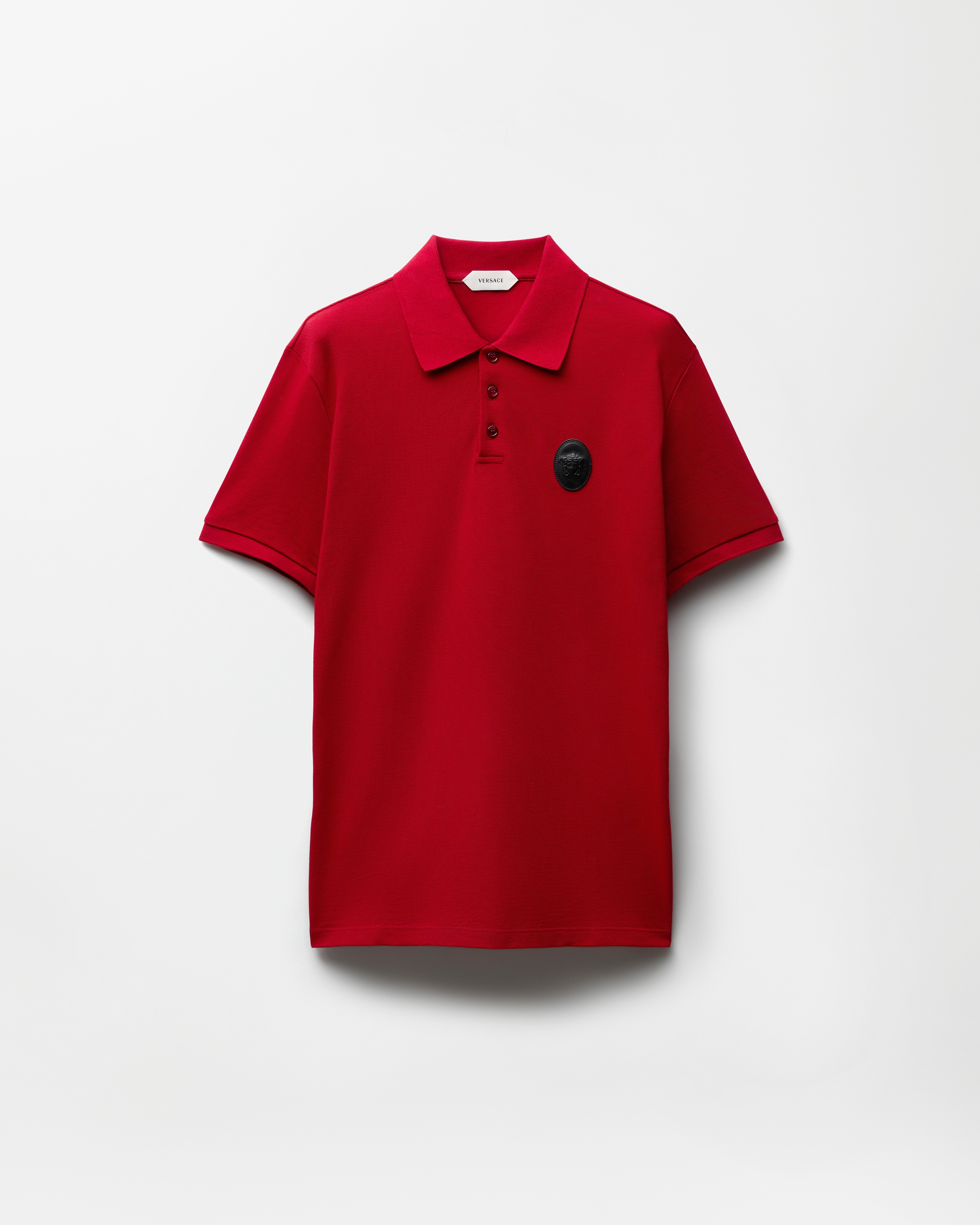 Versace Polo En Piqué De Coton In Red