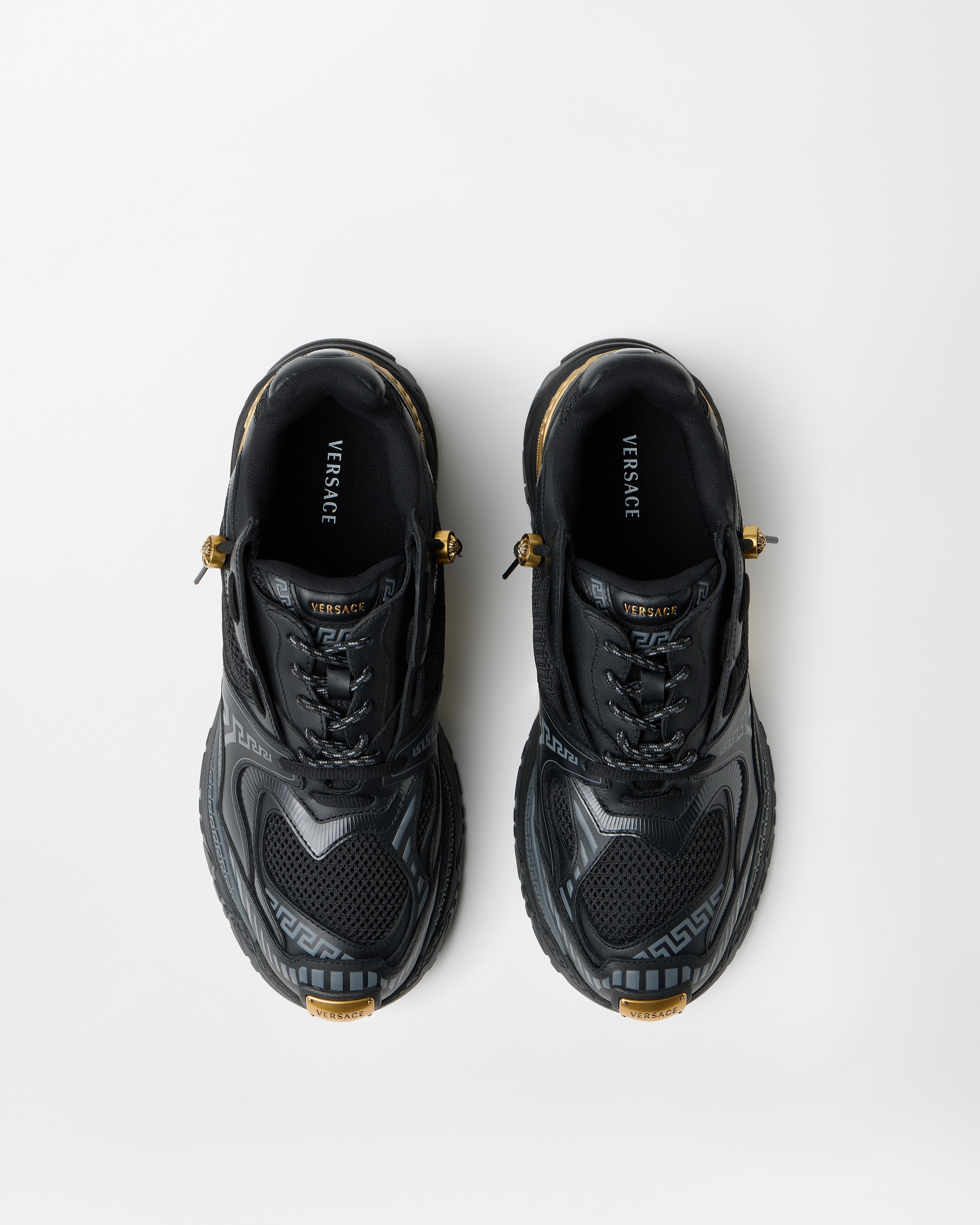 Versace Icaro Baskets En Maille Et Cuir In Multi
