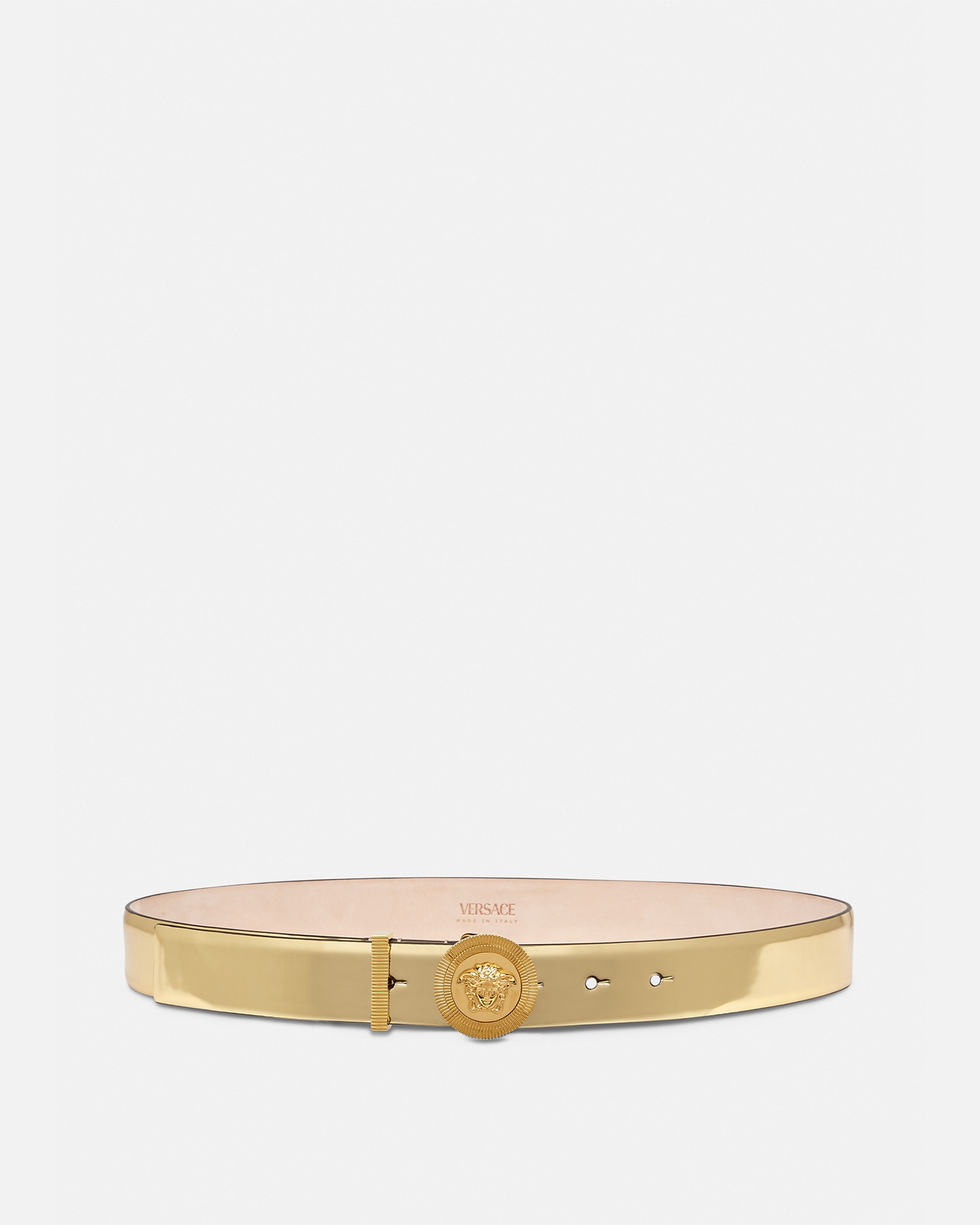 Versace Medusa Biggie Leather Belt In Gold