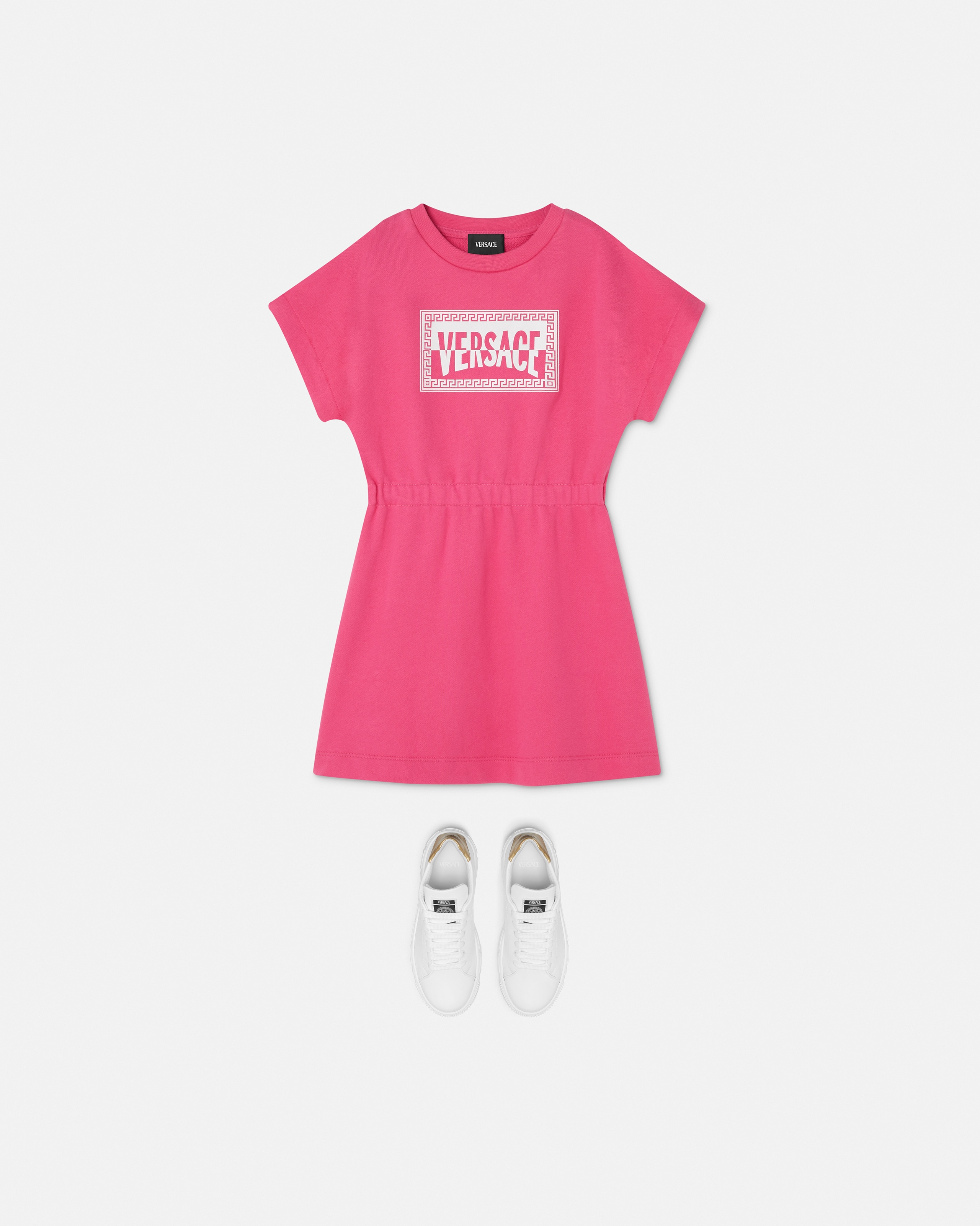 Versace Kids Printed Cotton-jersey Sweatshirt Dress In Multi