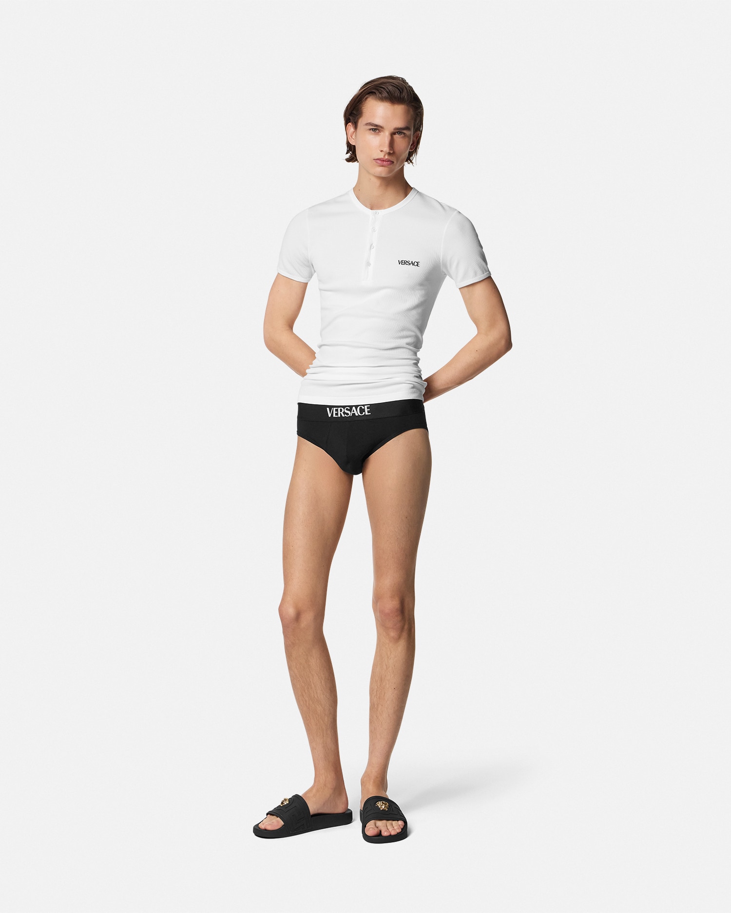 Versace Embroidered Logo Under Shirt In White