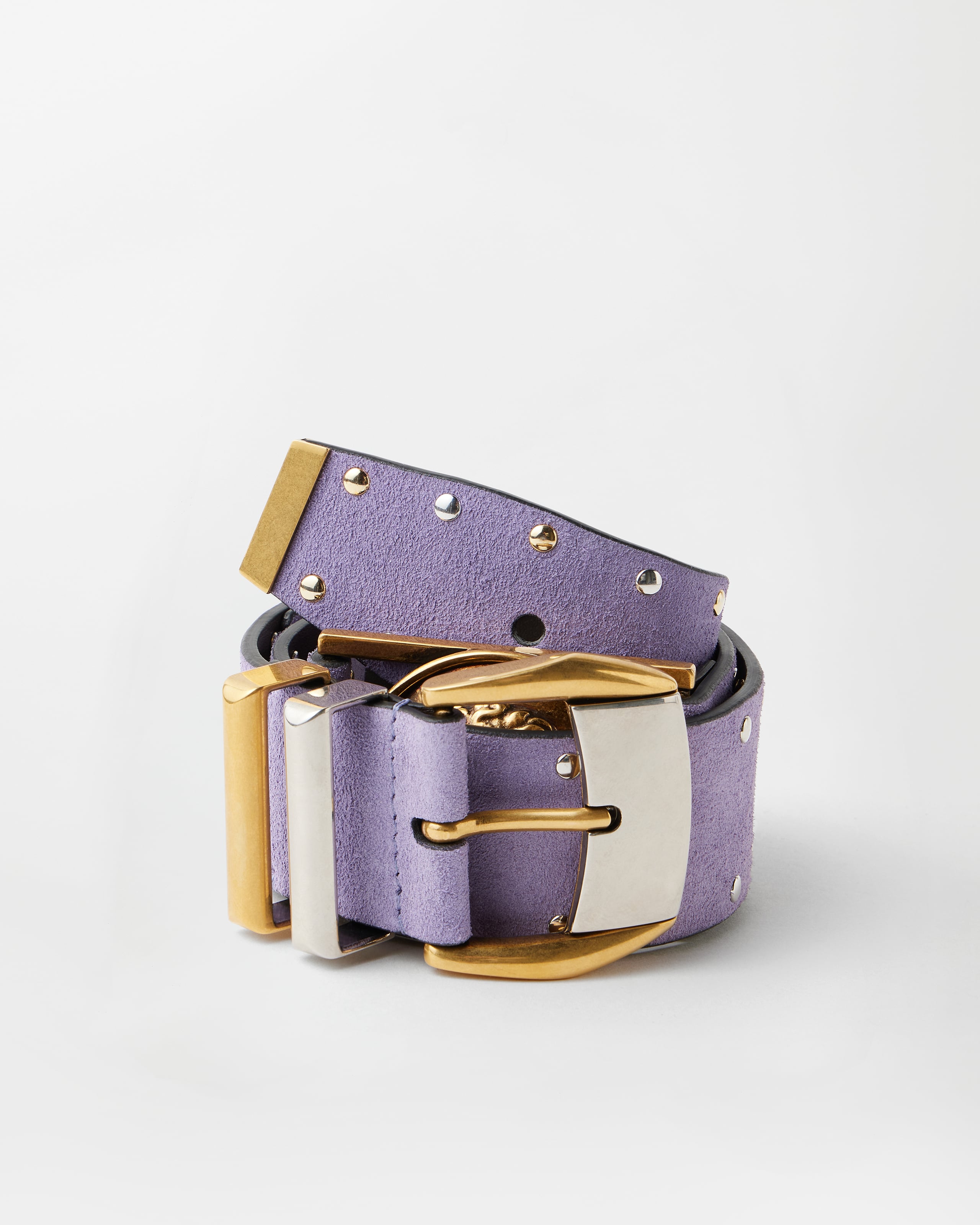 Versace Ceinture En Daim Cloutée 4 Cm In Purple