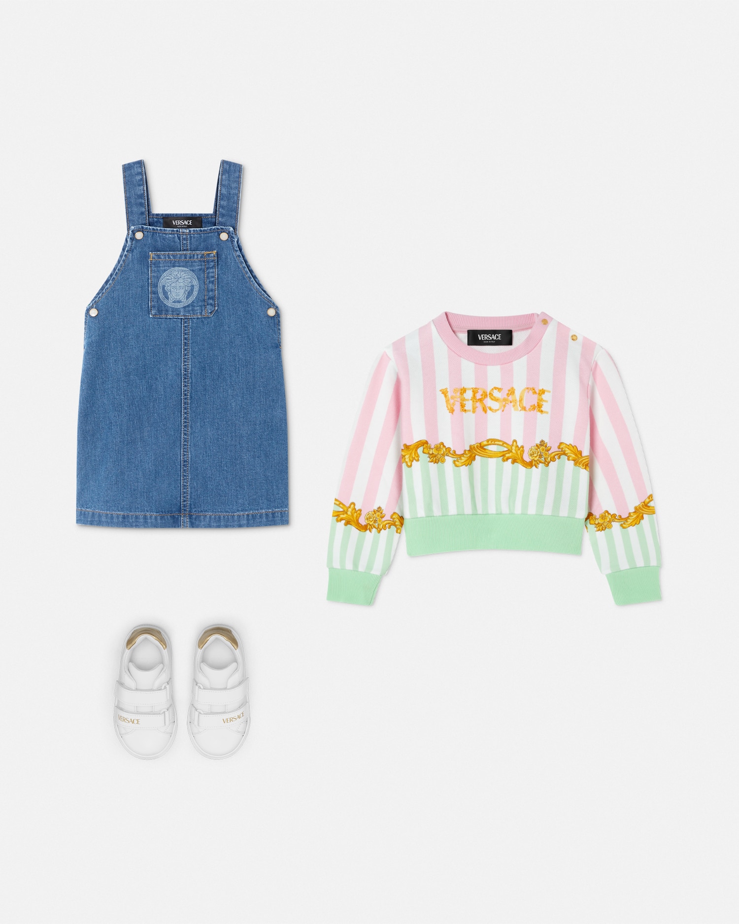 Versace Robe Salopette Kids En Denim