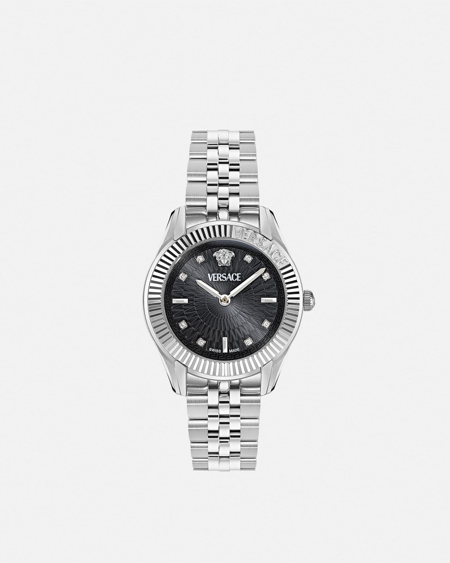 Versace Montre Greca Time Diamond In Silver