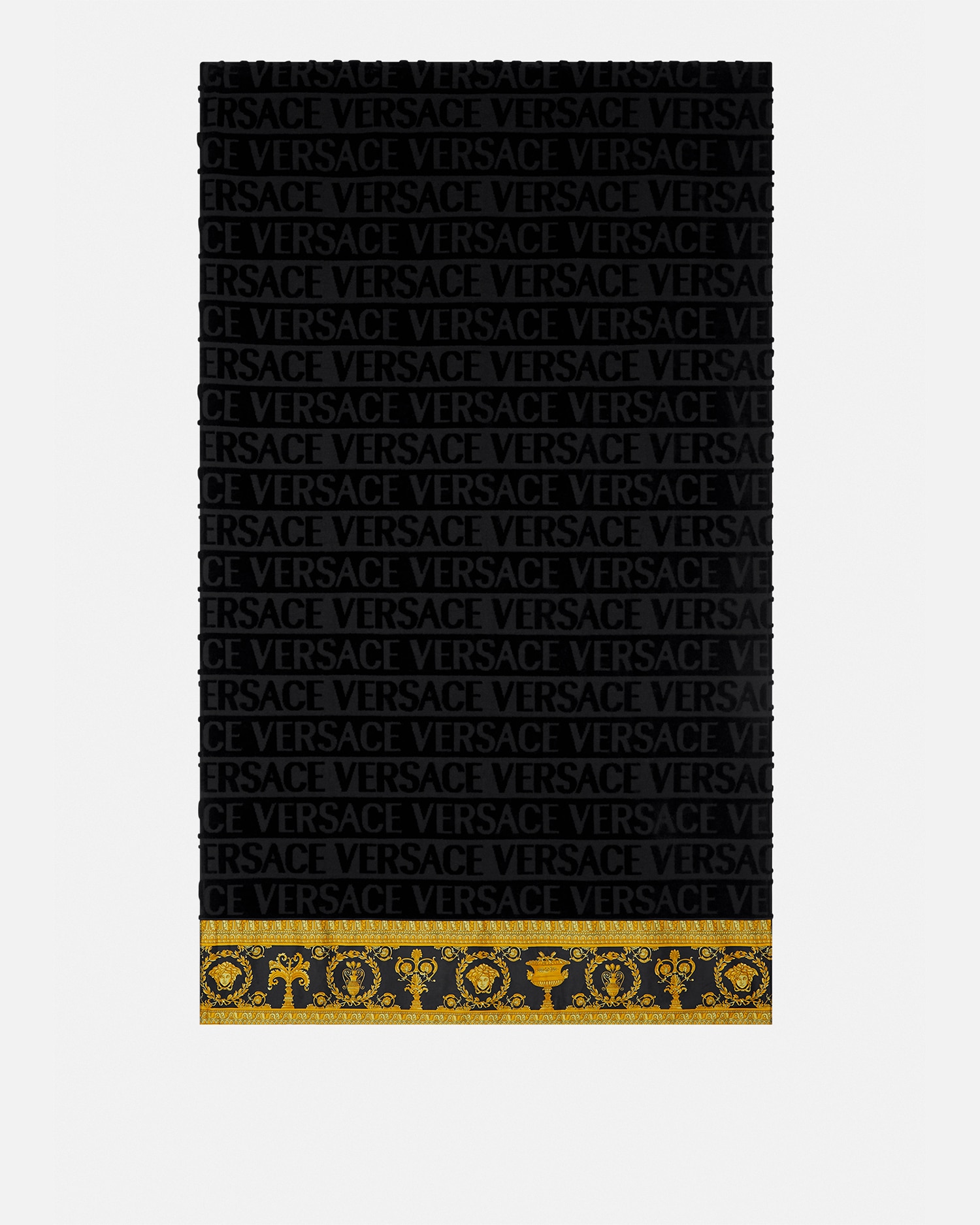 I ♡ Baroque Hand Towel Black | VERSACE US