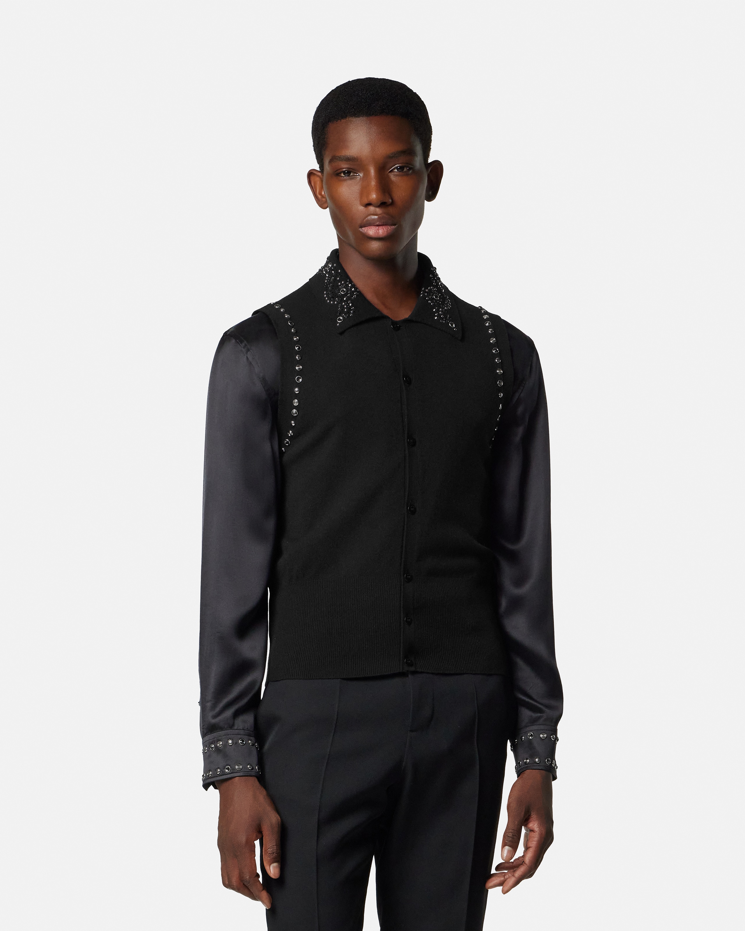 Embellished Cashmere-Blend Knit Vest